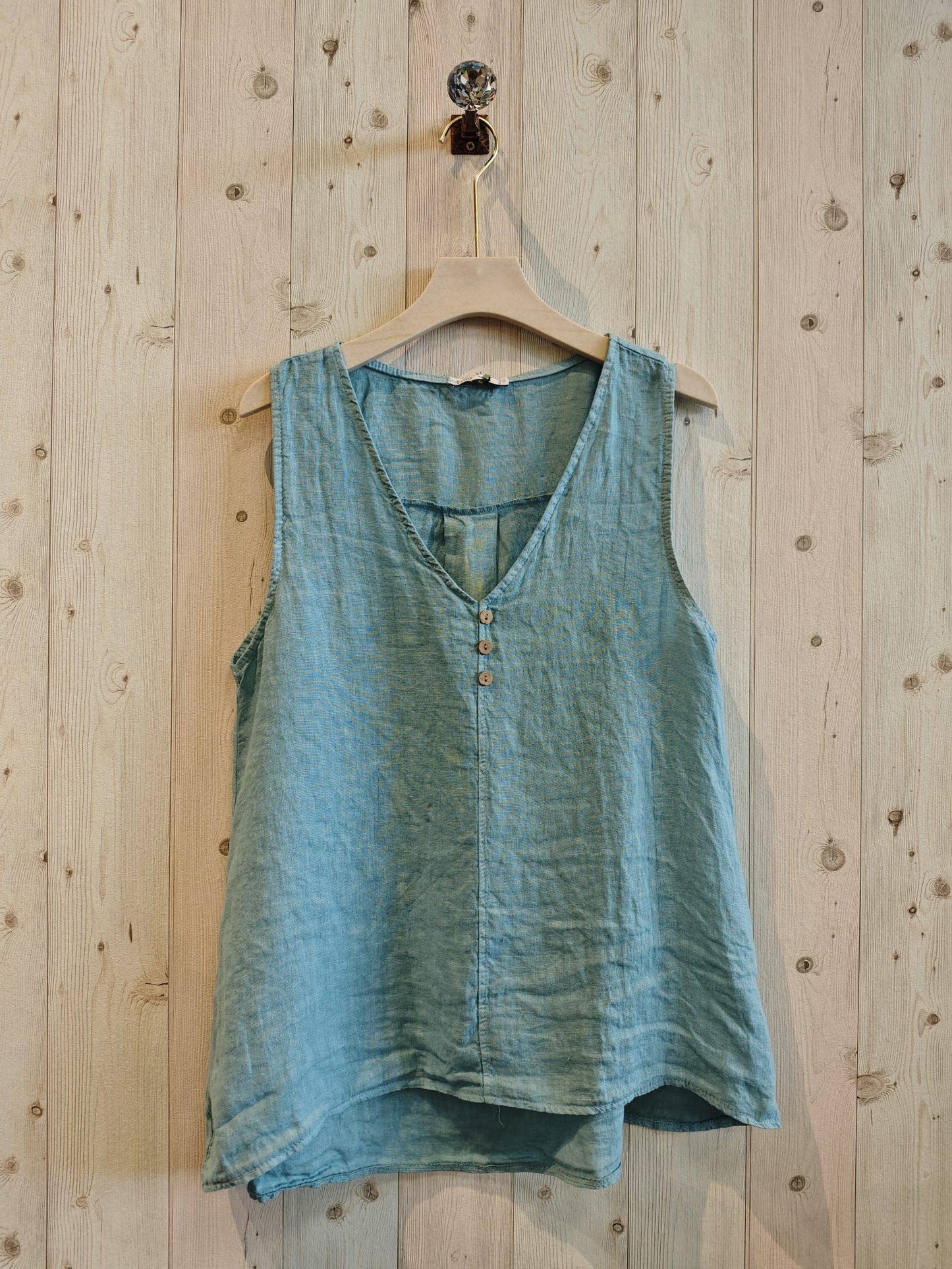 REF 12116 LONG 100% LINEN T-SHIRT: BEIGE