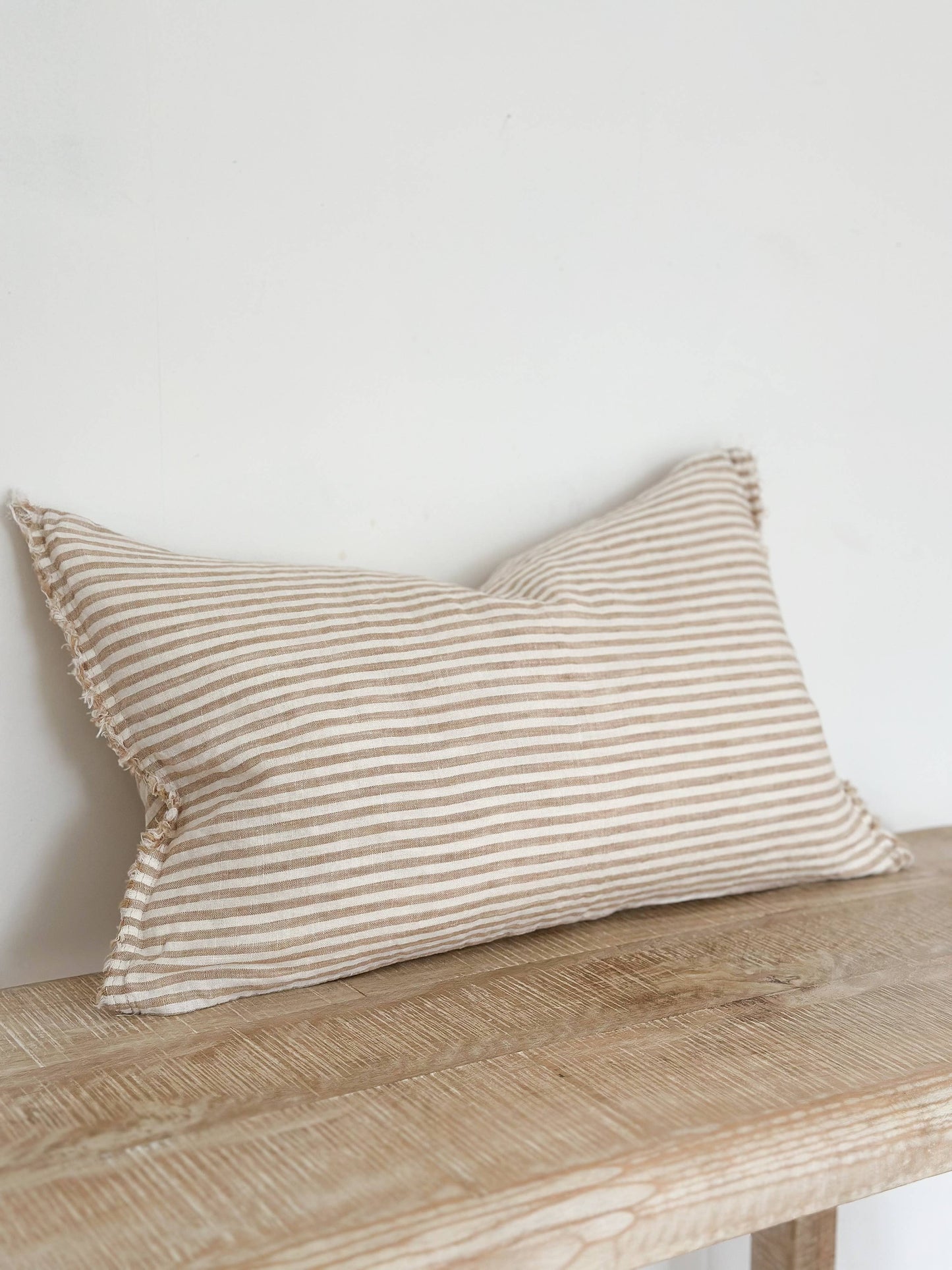 Esmee Linen Cushion Cover 50x30 – Light Brown Stripe