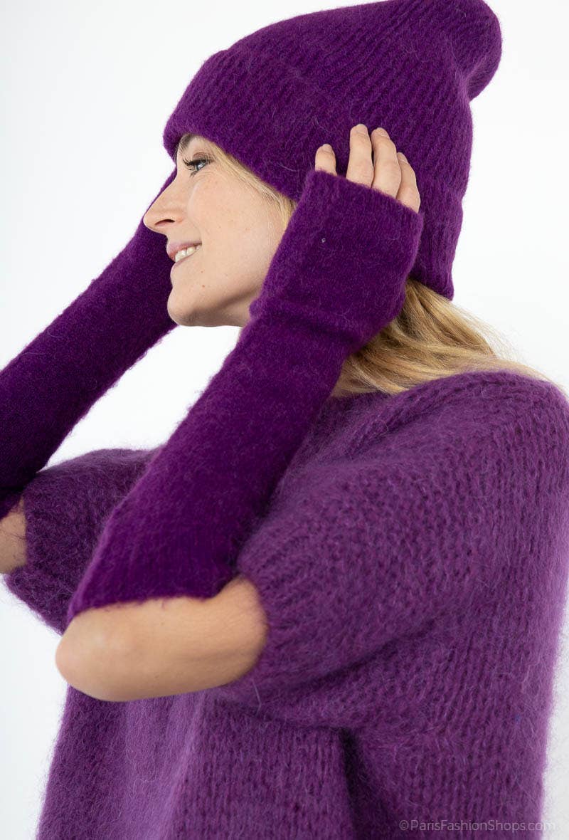 Baby alpaca long mittens 7393ML: Camel