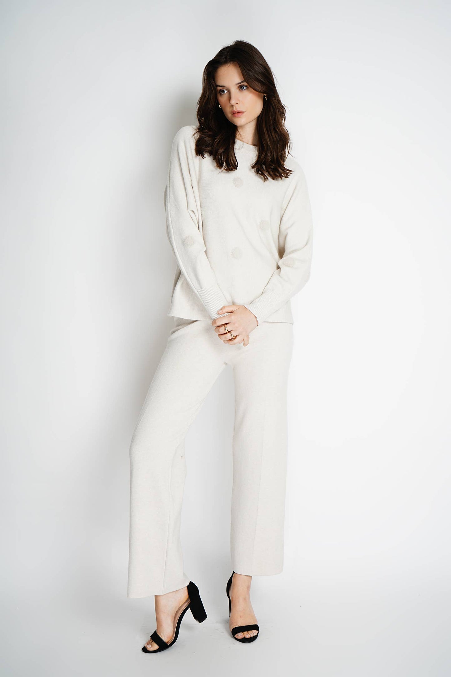 Straight knit pants 25601: Taupe