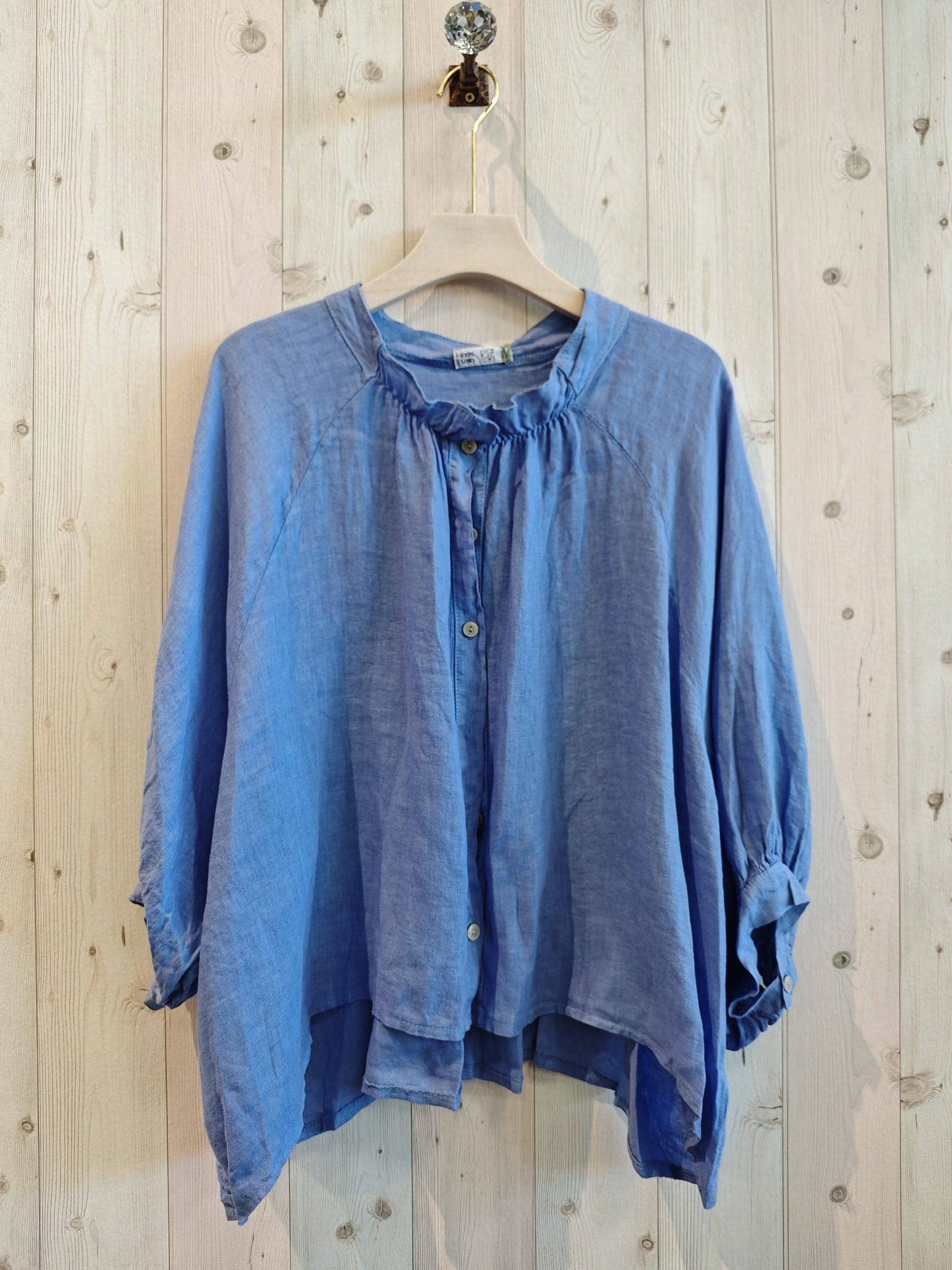 REF 83619 CLASSIC STYLE BLOUSE 100% LINEN: BEIGE