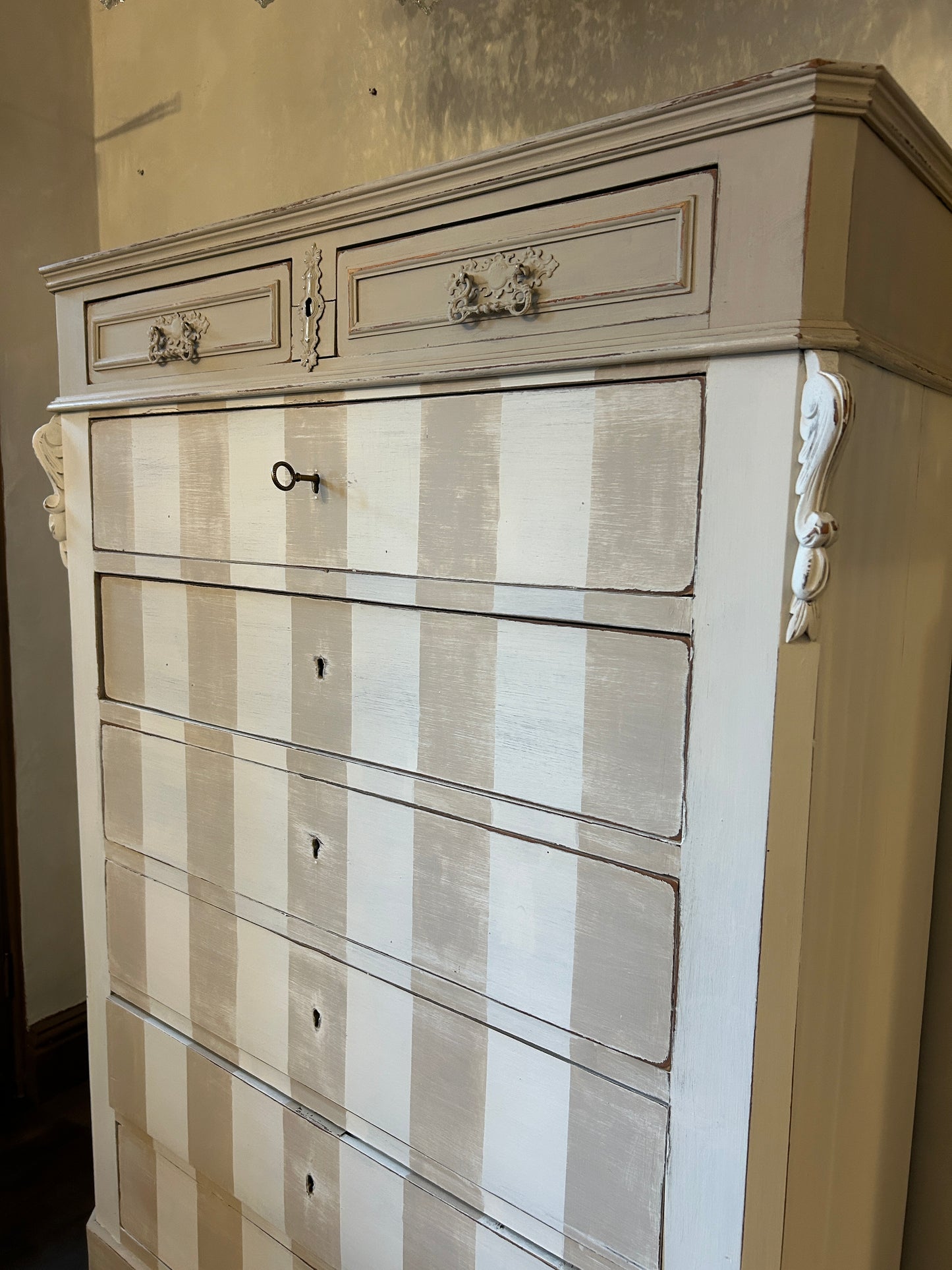 Antique French painted chest of drawers