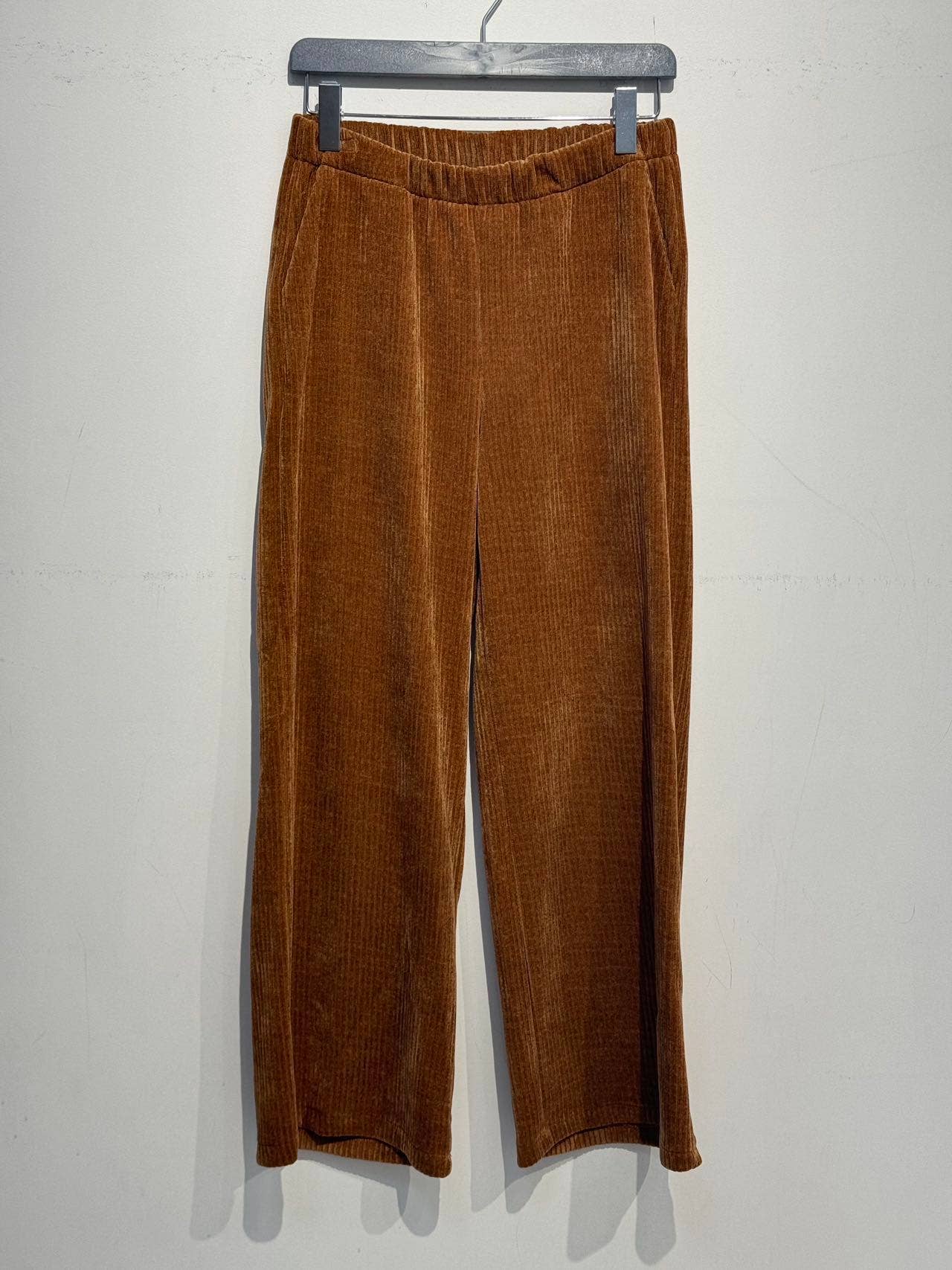 Wide-leg corduroy pants 59164: Chocolate / L