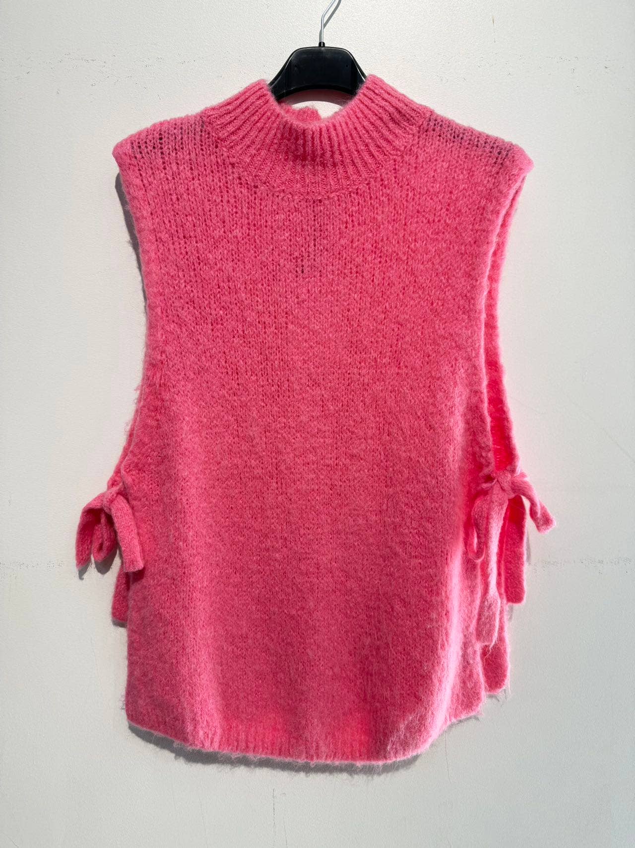 Sleeveless sweater in baby alpaca and wool 3451: Taupe