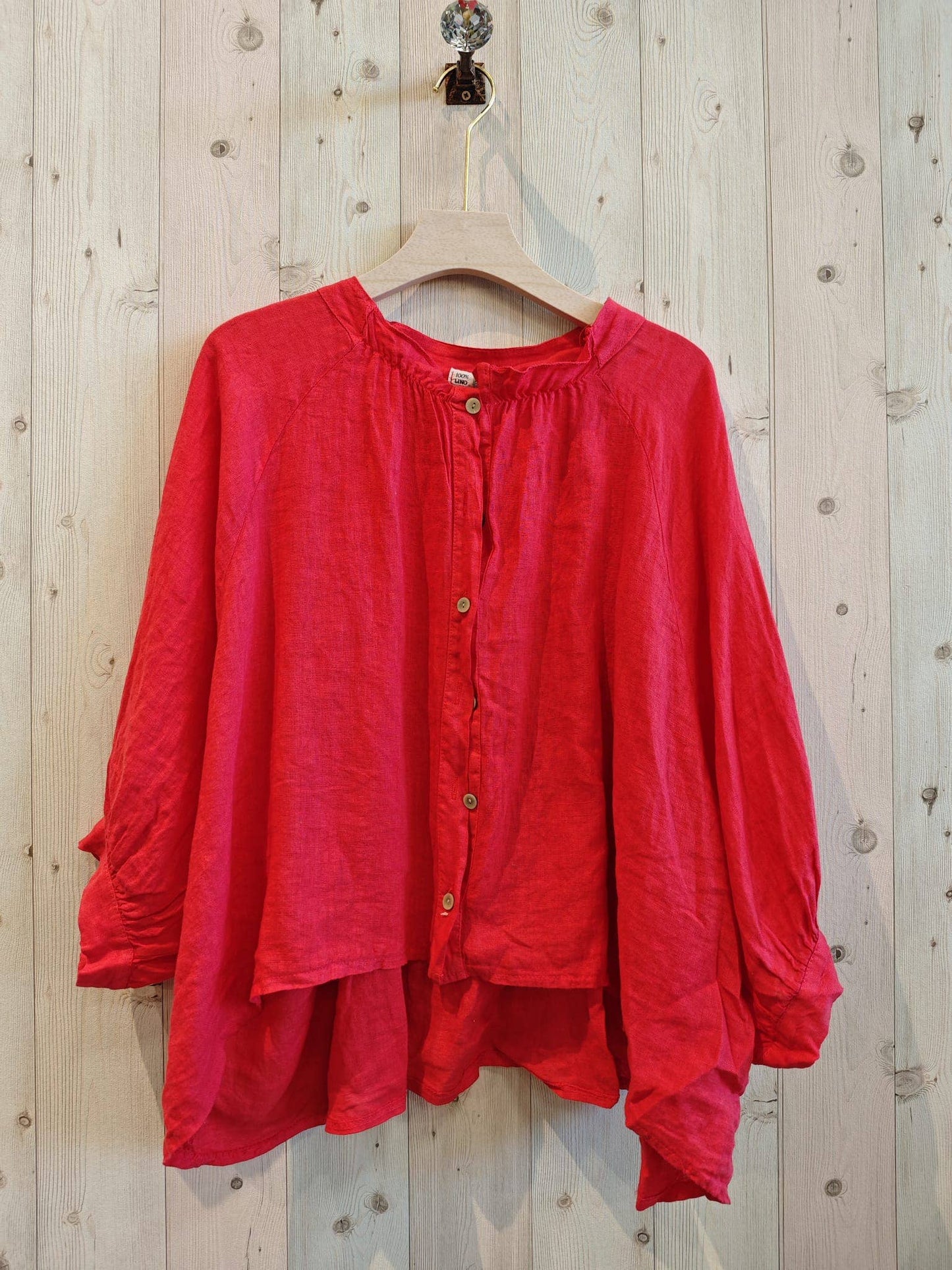 REF 83619 CLASSIC STYLE BLOUSE 100% LINEN: CAMEL