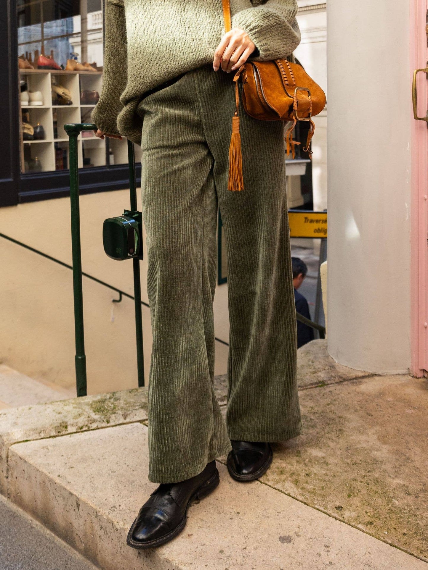 Wide-leg corduroy pants 59164: Camel / M