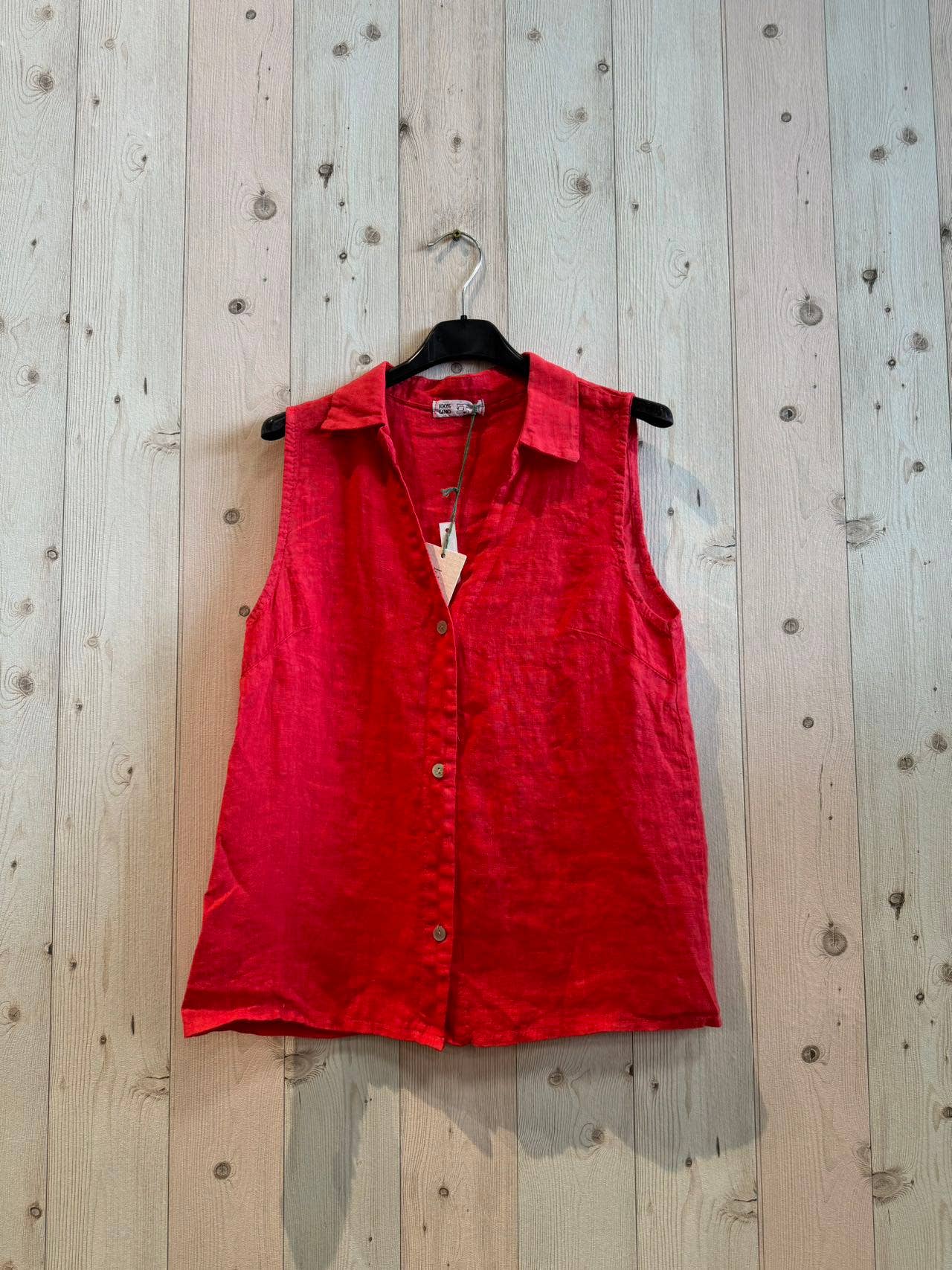 REF 83521 SLEEVELESS SHIRT 100% LINEN: Mole
