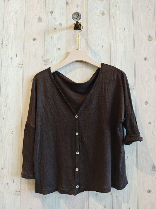 CARDIGAN LINEN 100%: BROWN