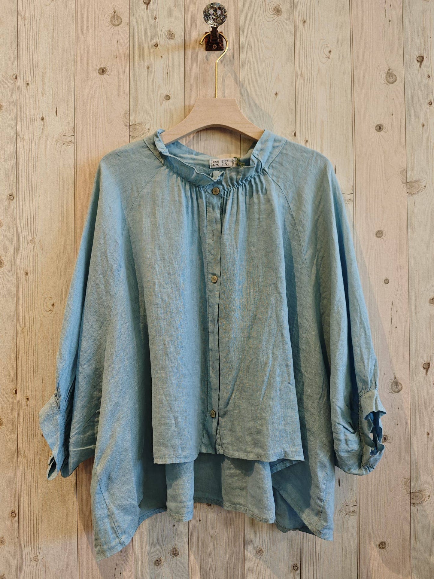 REF 83619 CLASSIC STYLE BLOUSE 100% LINEN: BEIGE