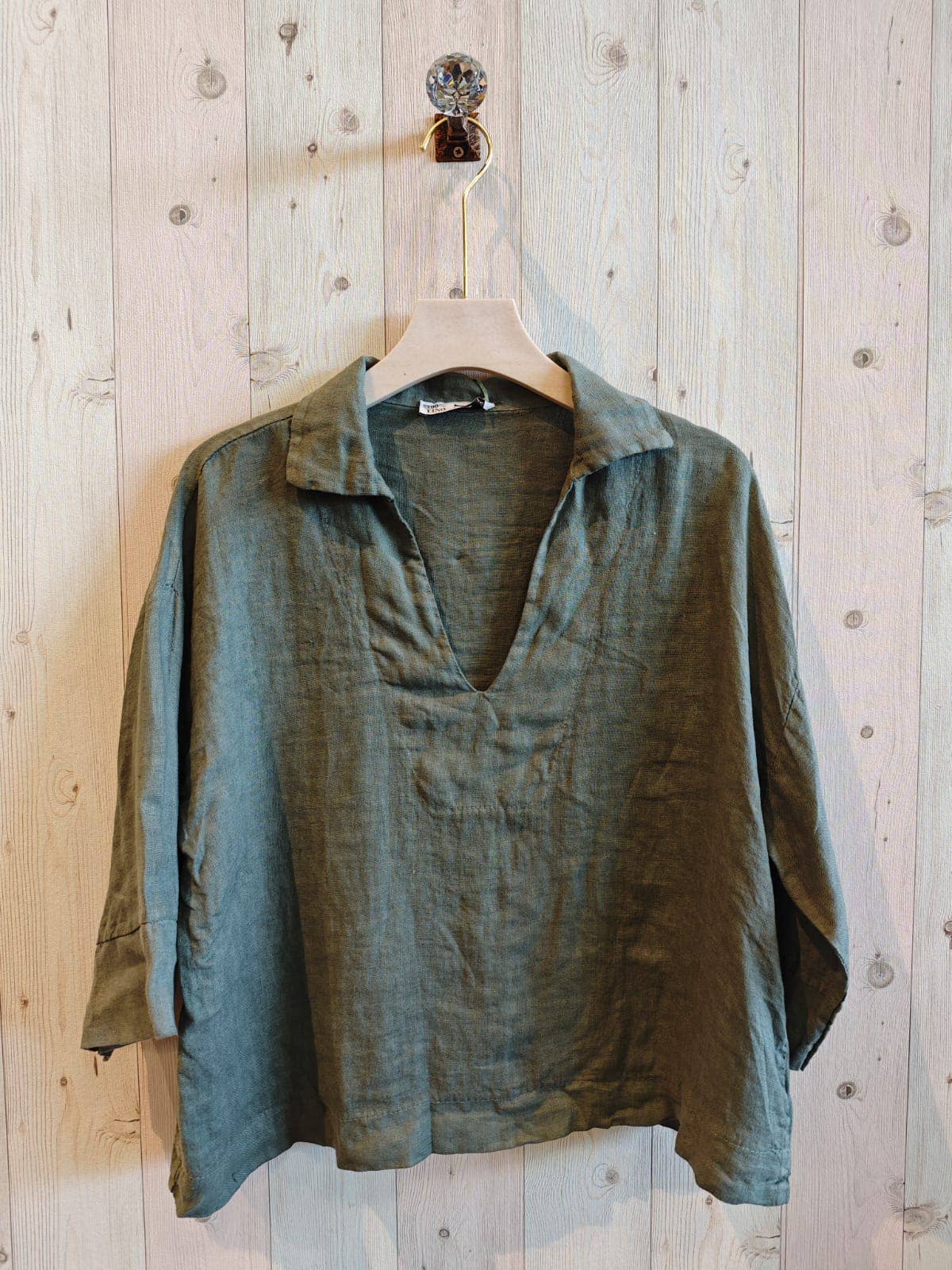 REF 12104 BLOUSE SHIRT COLLAR 100% LINEN: Blank