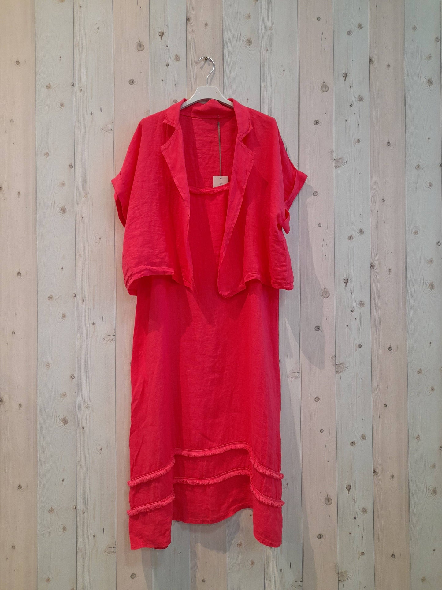 REF 17191 BLAZER AND STRAPPY DRESS SET 100% LINEN: BLANK