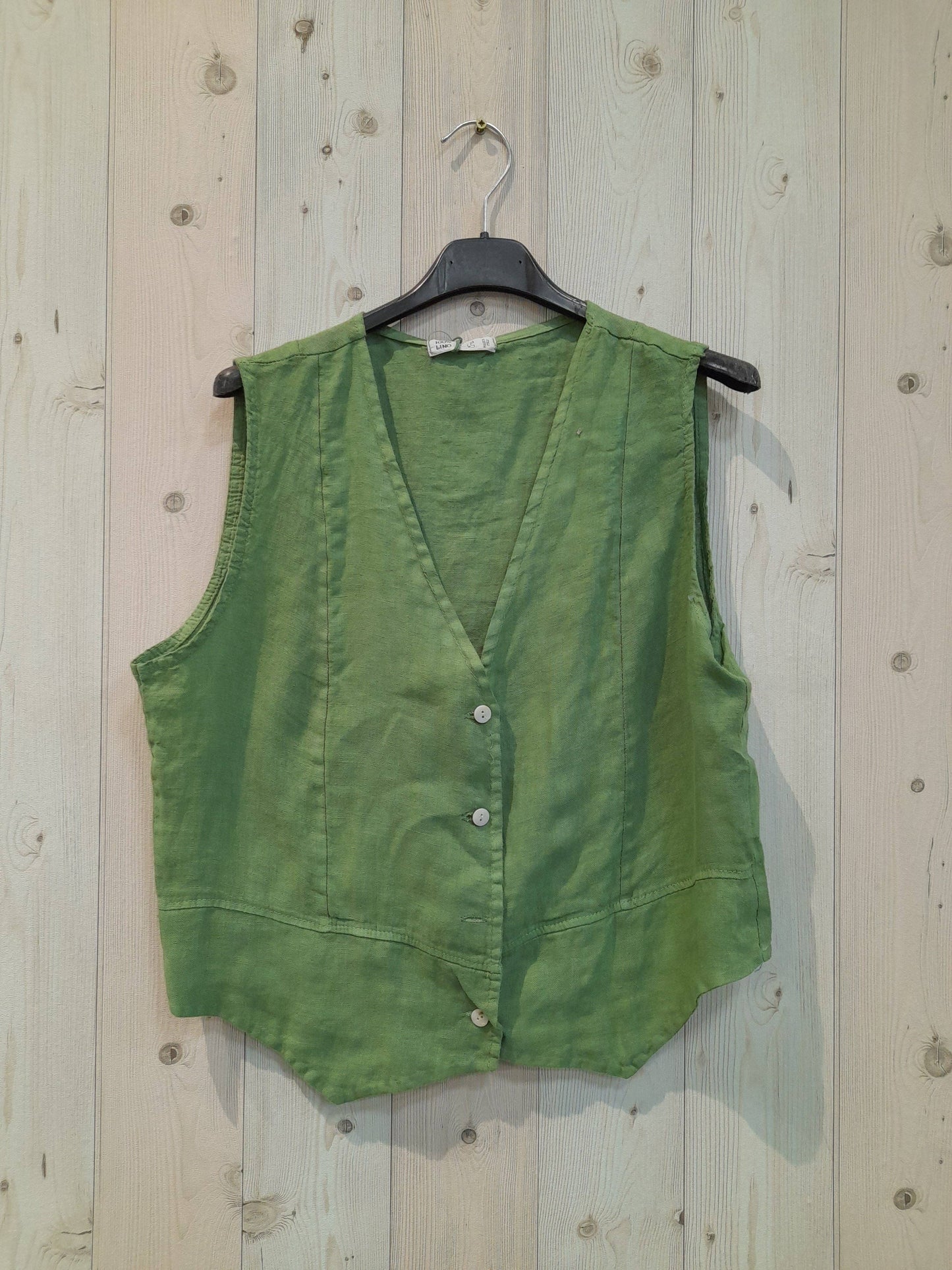 REF 79055 SLEEVELESS T-SHIRT 100% LINEN: Blue