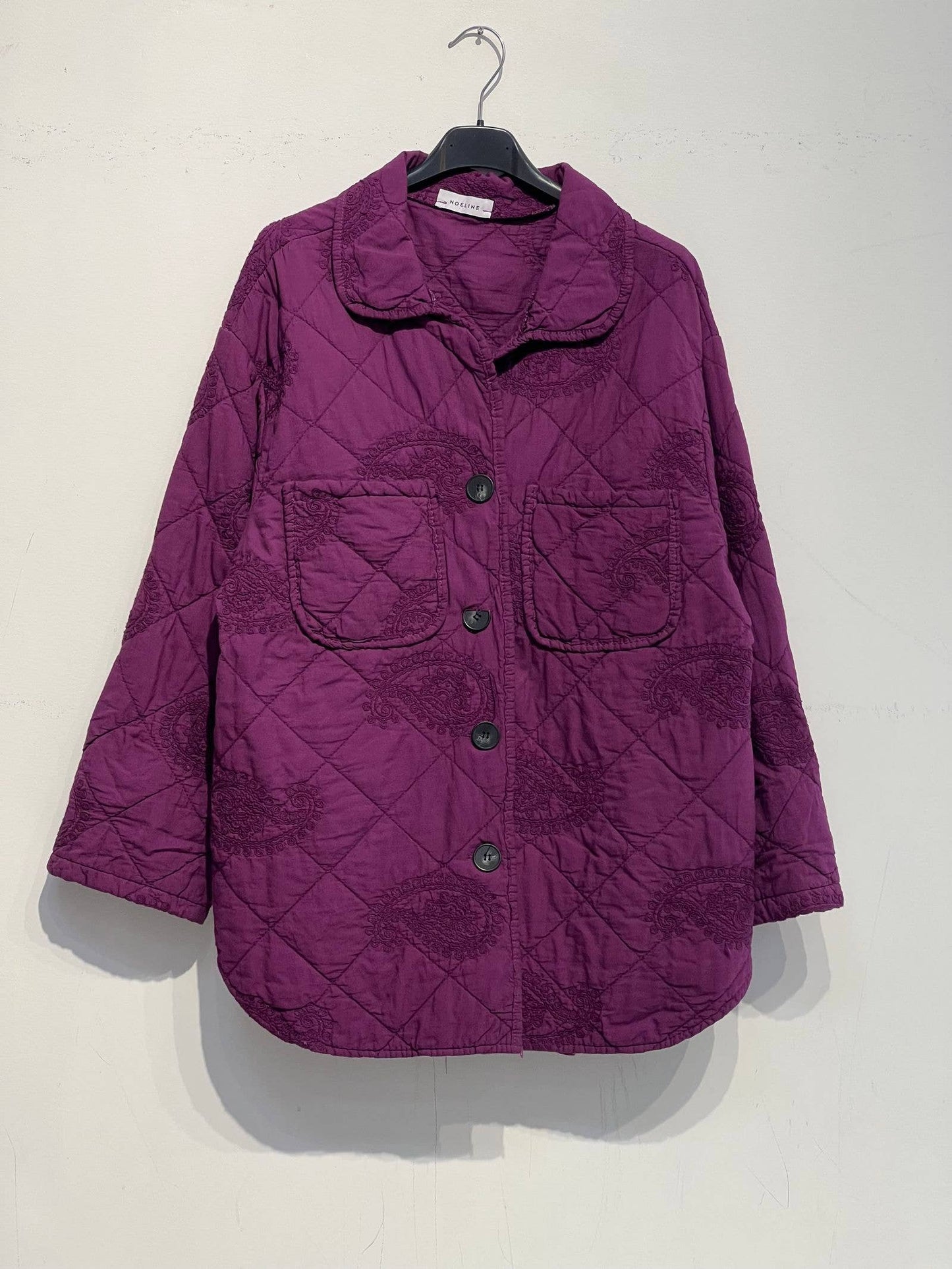 Embroidered quilted jacket 2444: Taupe