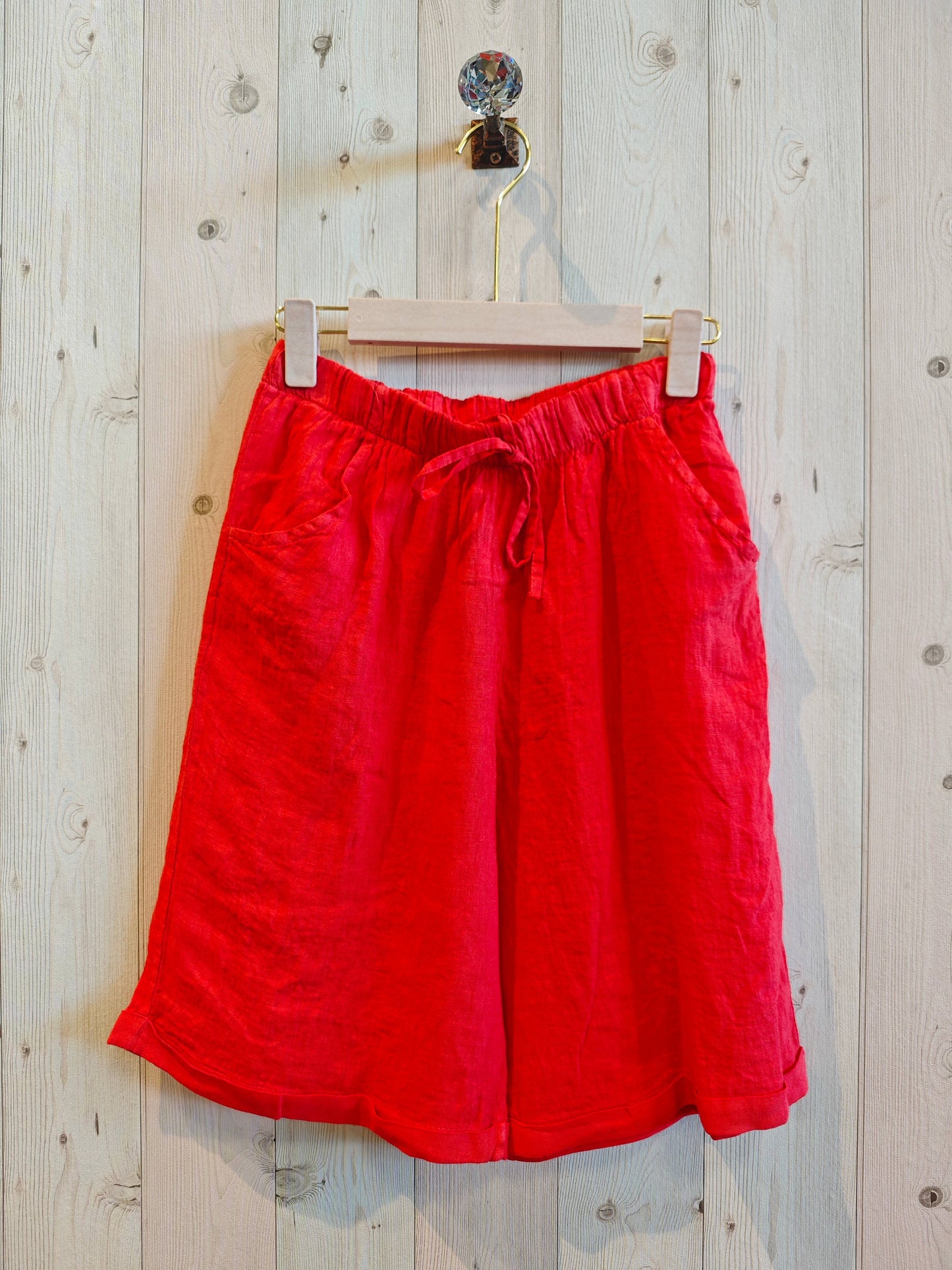 REF 15832 WOMEN'S SHORTS 100% LINEN: CAMEL