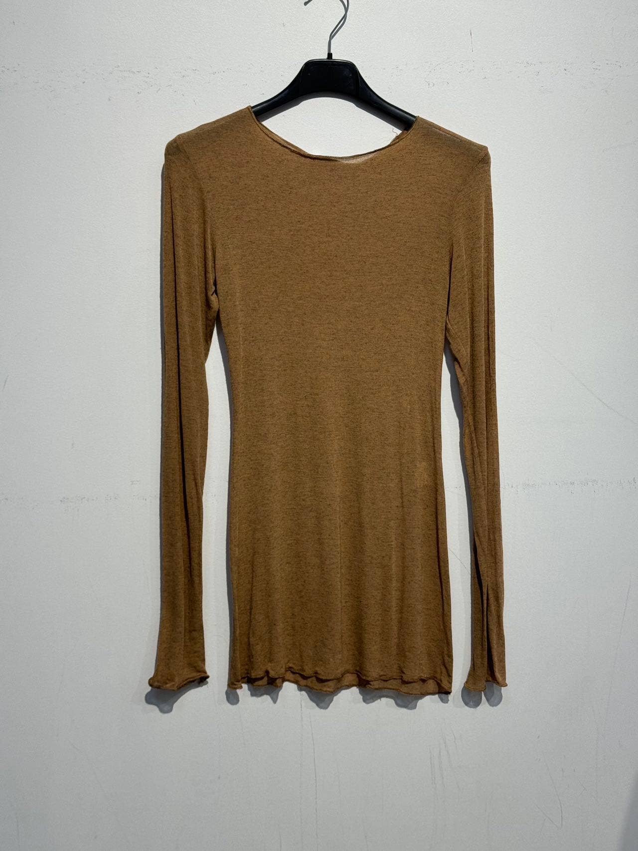 Cashmere round neck long sleeve t-shirt 08886: Chocolate