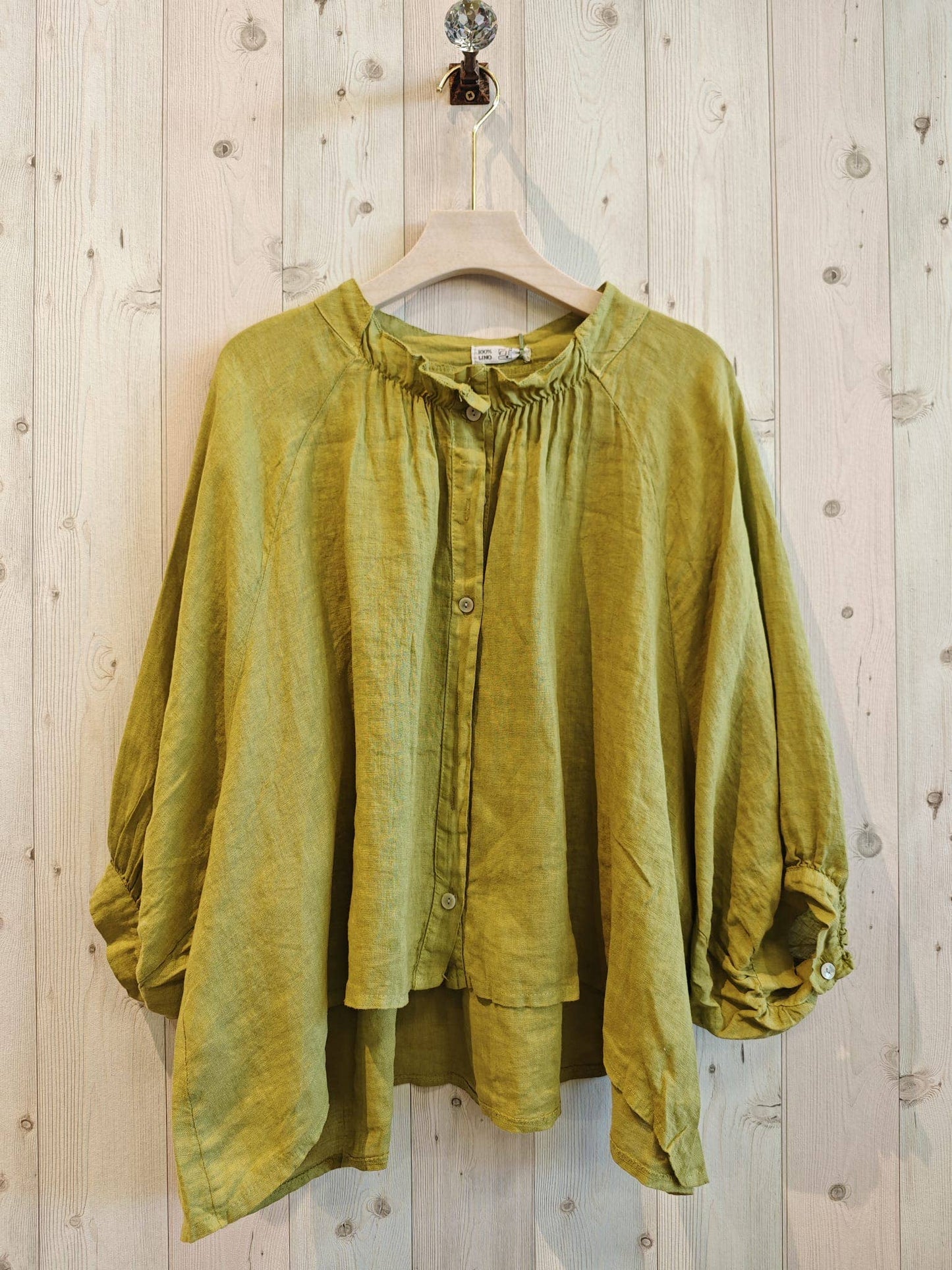 REF 83619 CLASSIC STYLE BLOUSE 100% LINEN: BEIGE