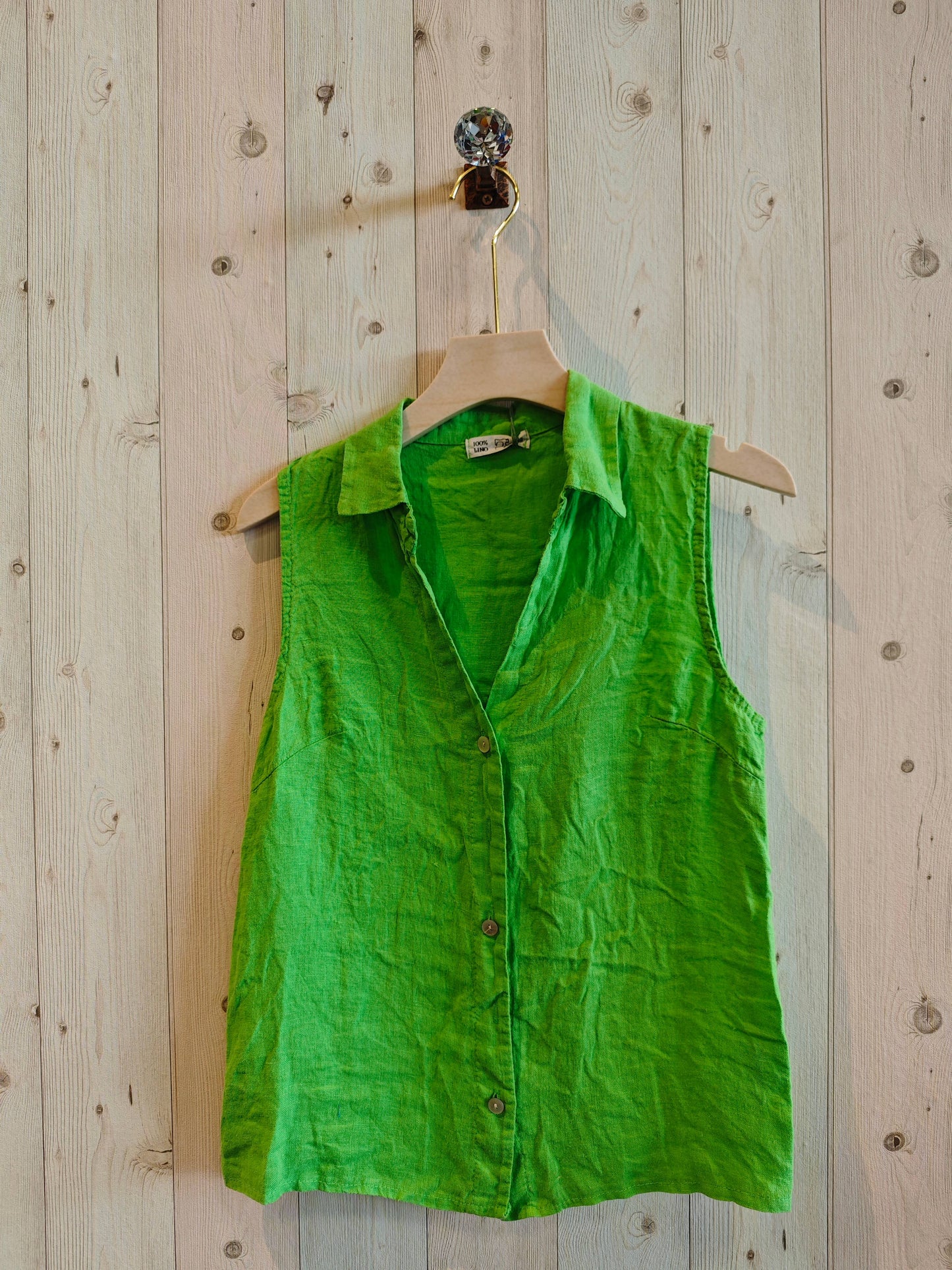 REF 83521 SLEEVELESS SHIRT 100% LINEN: Mole