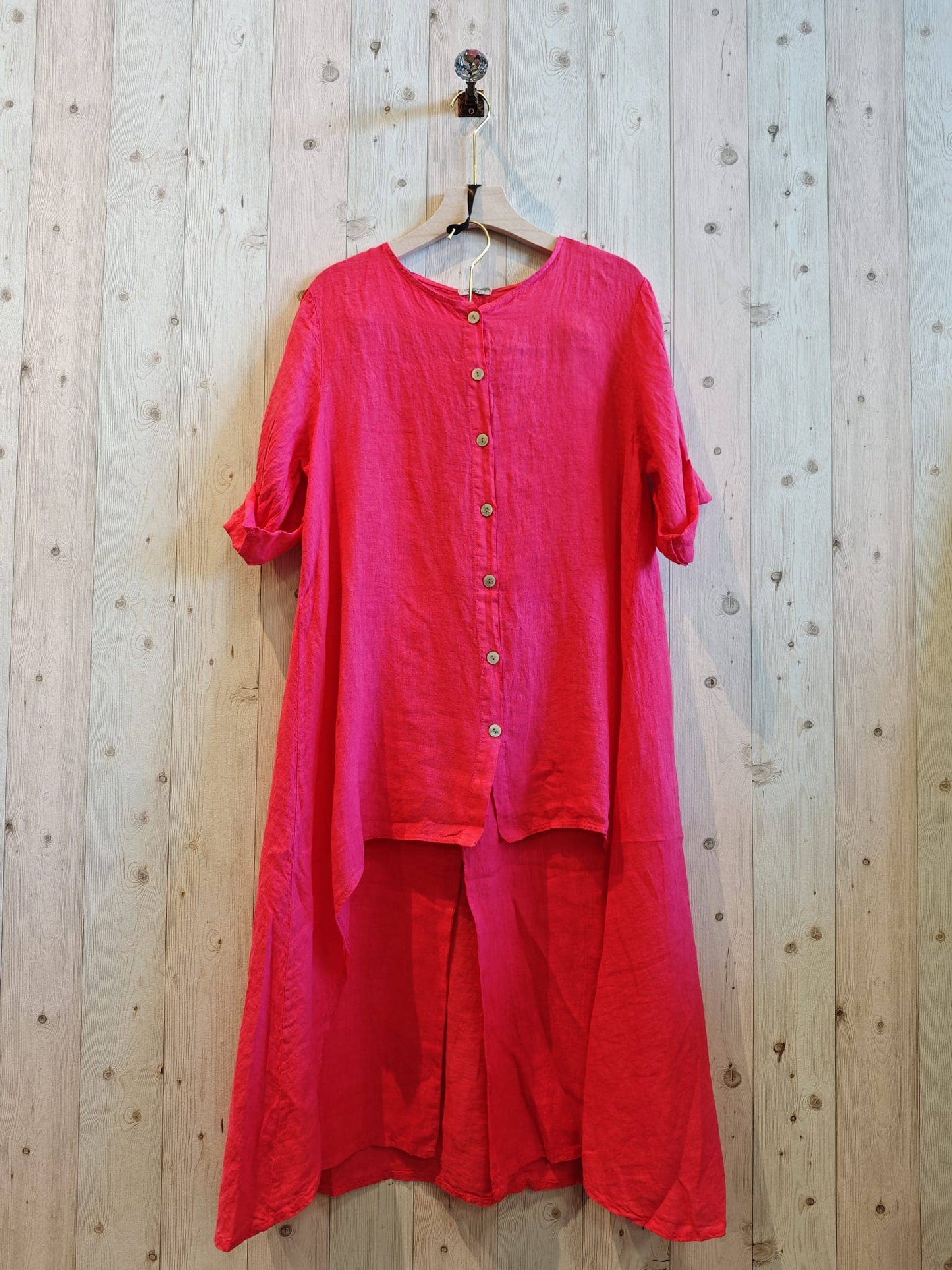 REF 17261 SET BLOUSE AND LINEN PANTS 100%: BEIGE