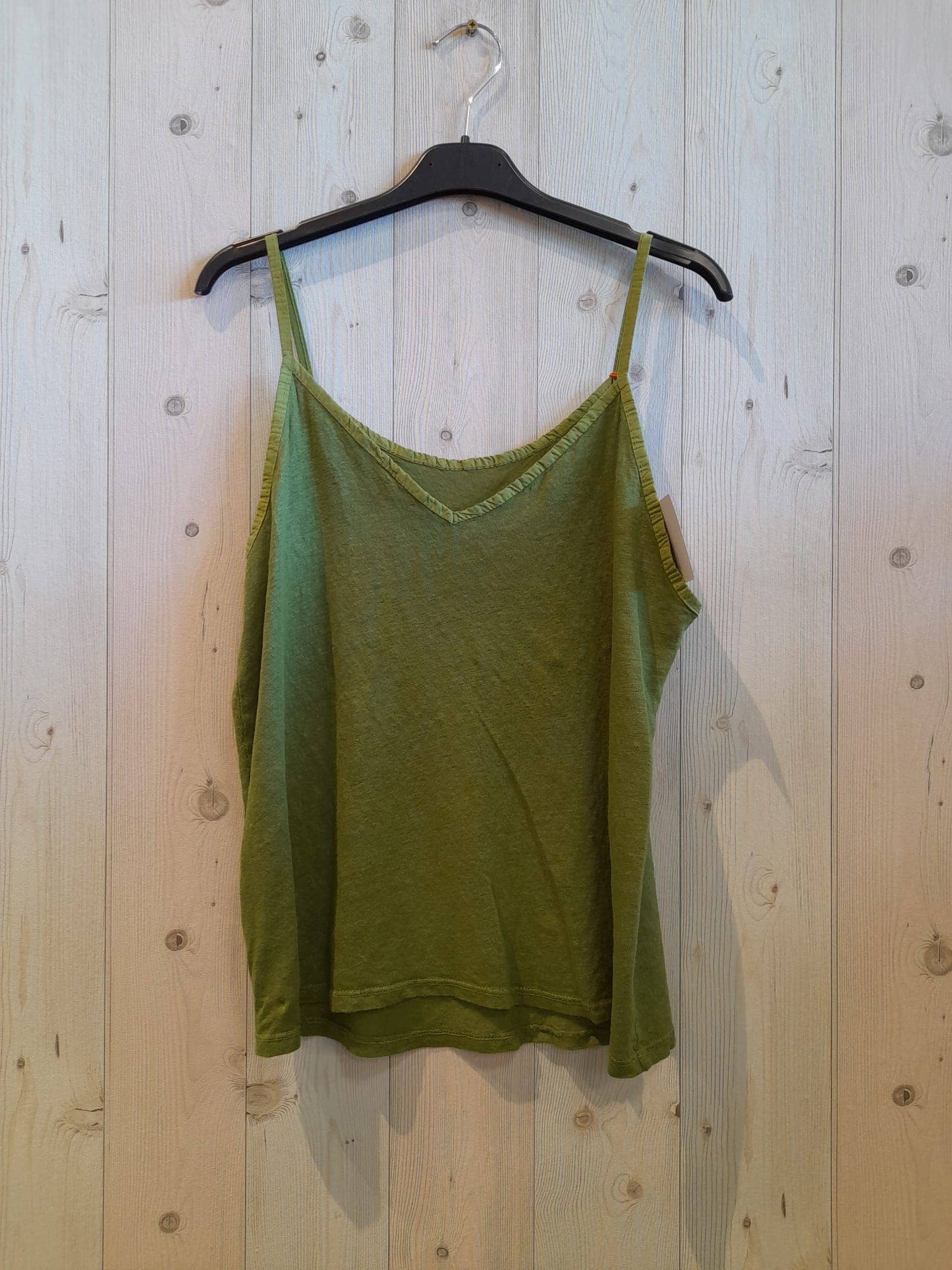 REF 14893 100% LINEN T-SHIRT WITH THIN STRAPS: CAMEL