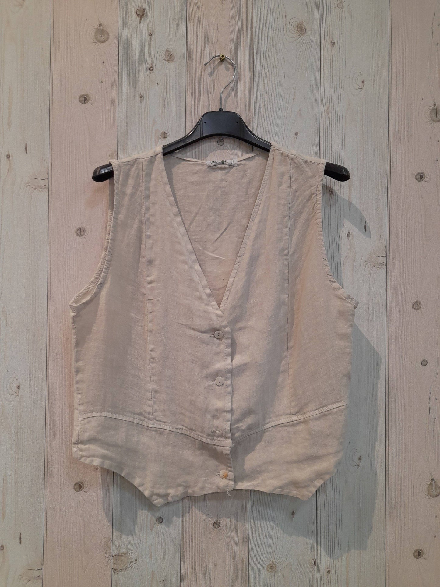 REF 79055 SLEEVELESS T-SHIRT 100% LINEN: Blue