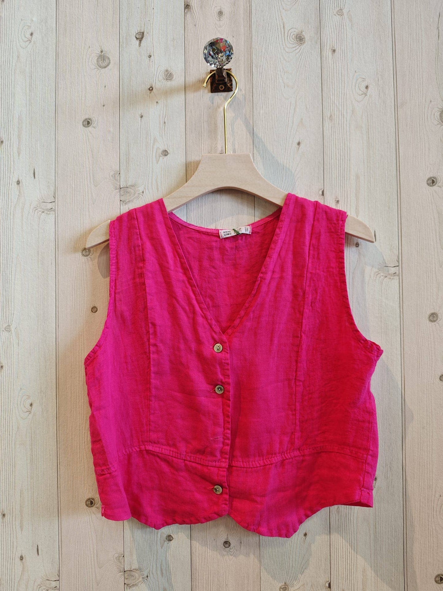 REF 79055 SLEEVELESS T-SHIRT 100% LINEN: Blue