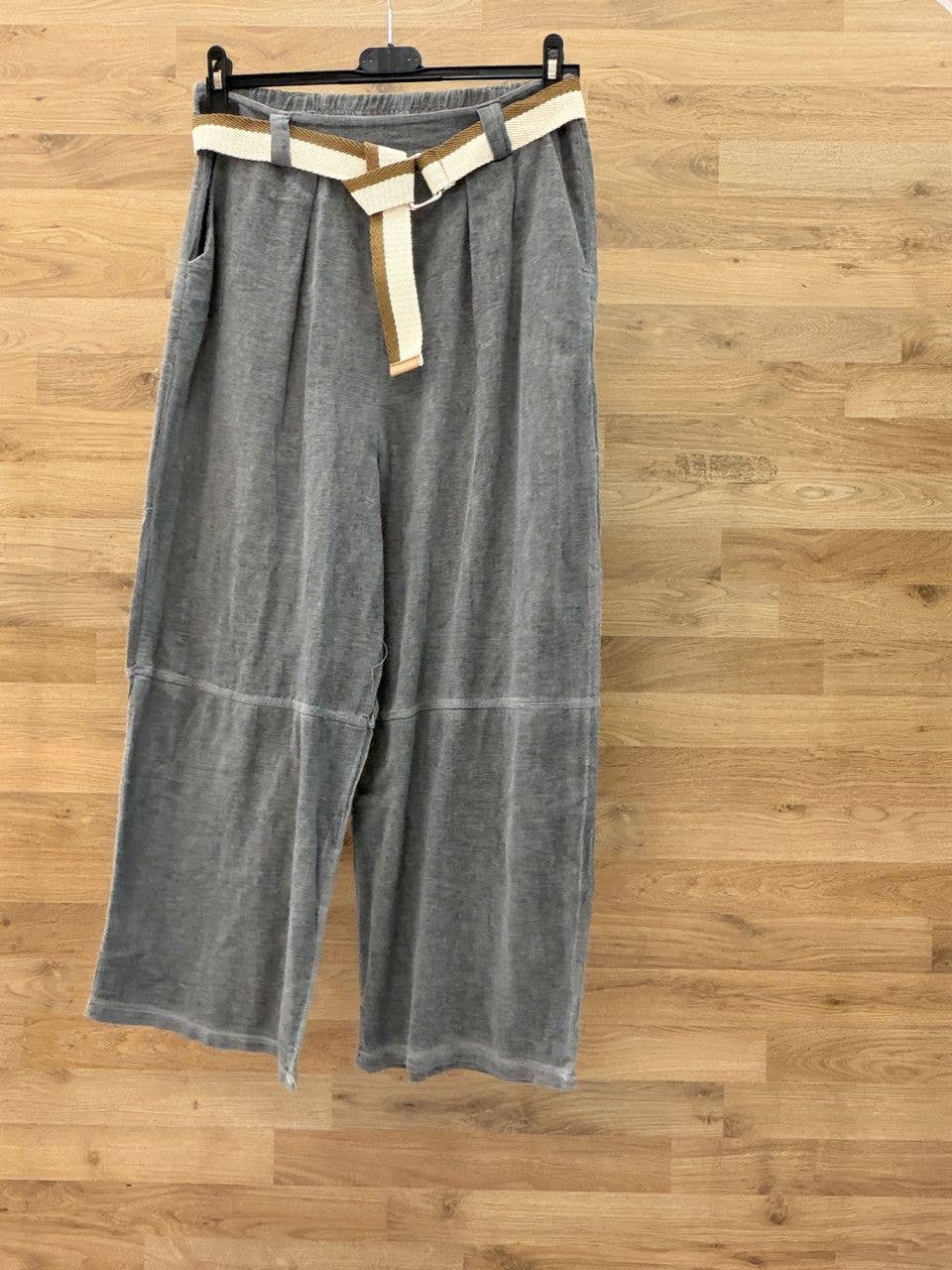 Pants with belt 100% cotton: Blanco