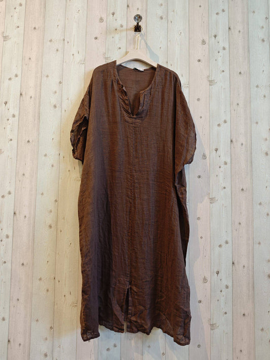 100% LINEN KAFTAN: MARRON