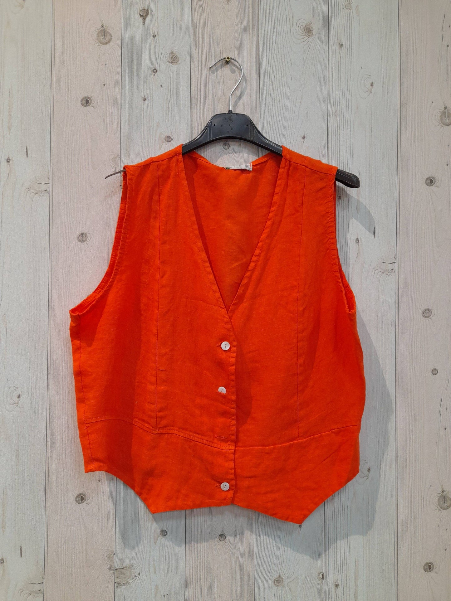 REF 79055 SLEEVELESS T-SHIRT 100% LINEN: Blue