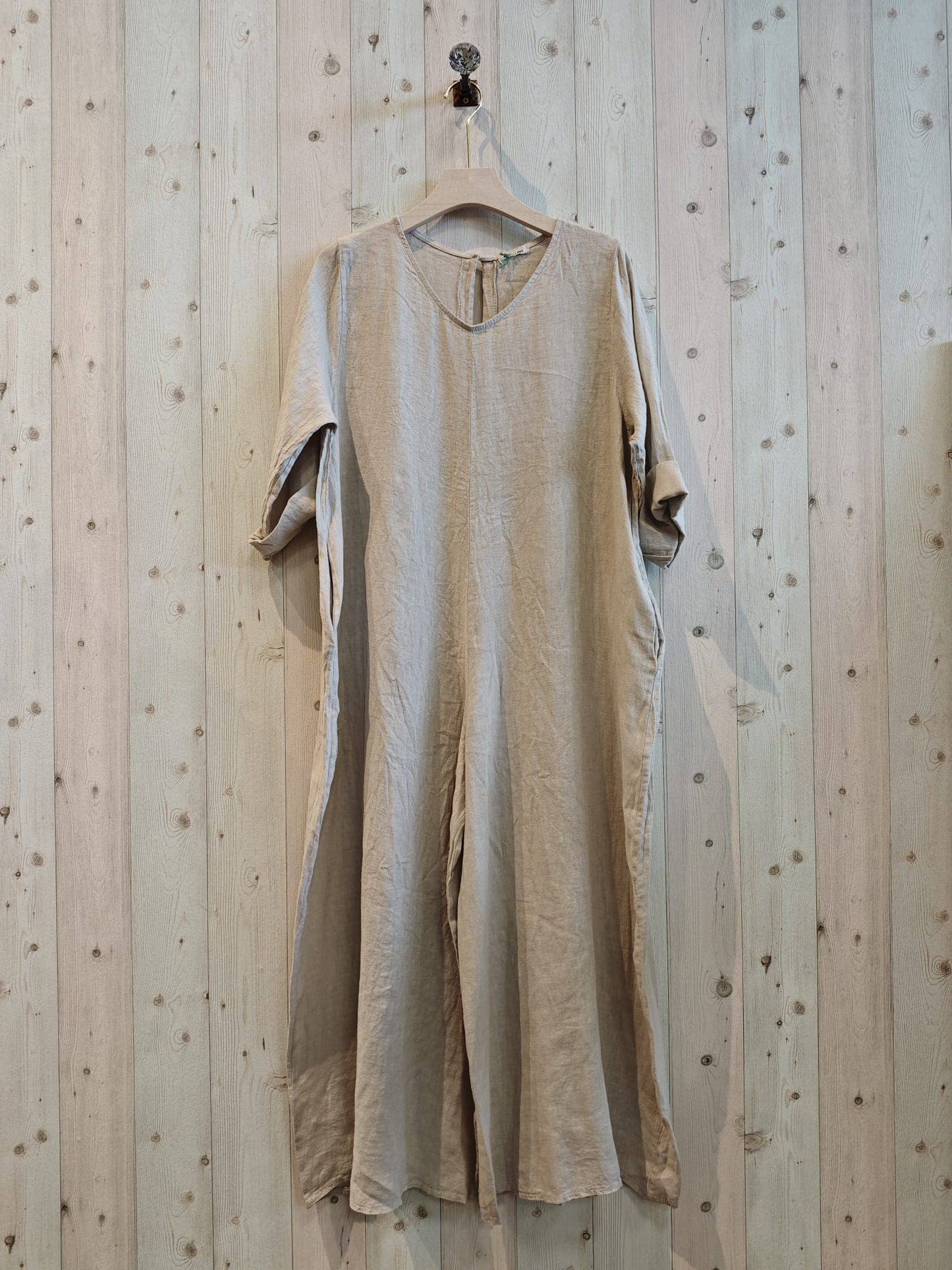 REF 15561 100% LINEN JUMPSUIT: Blue