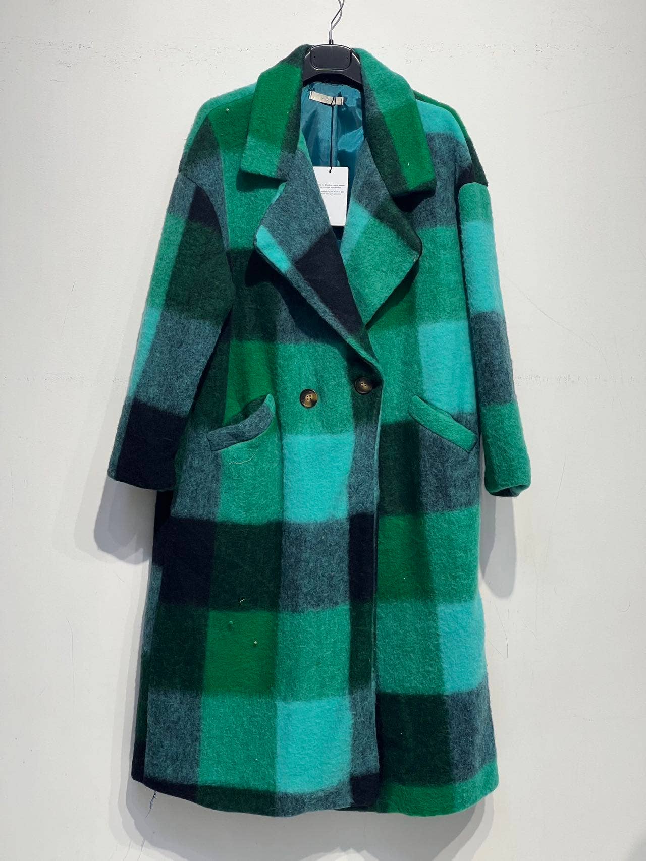 Plaid wool coat 60705-3: Black