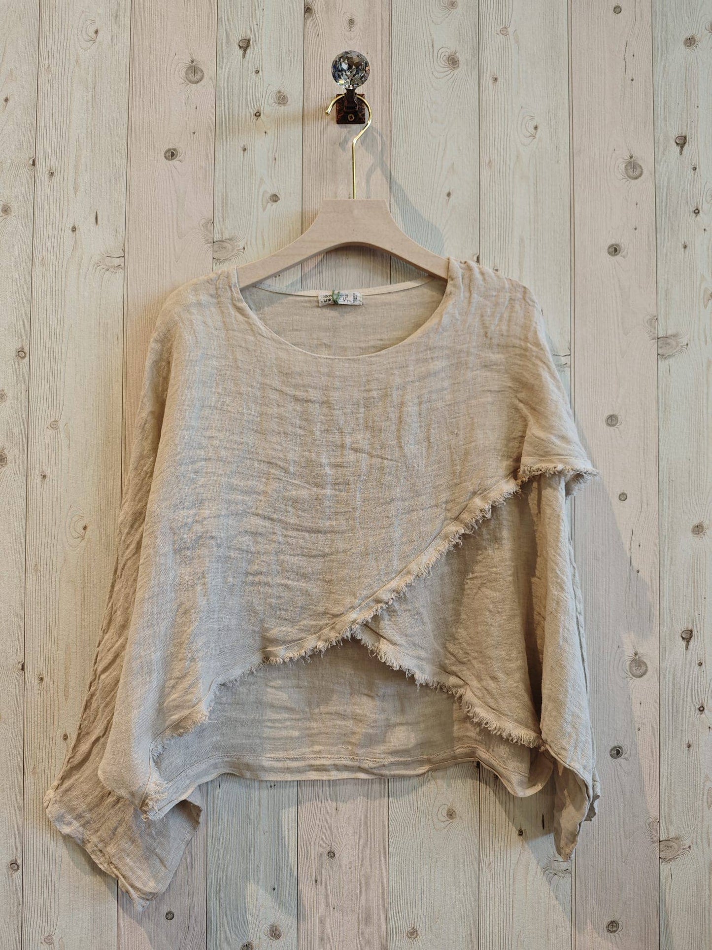REF 83620 CROSSOVER BLOUSE 100% LINEN: Blank