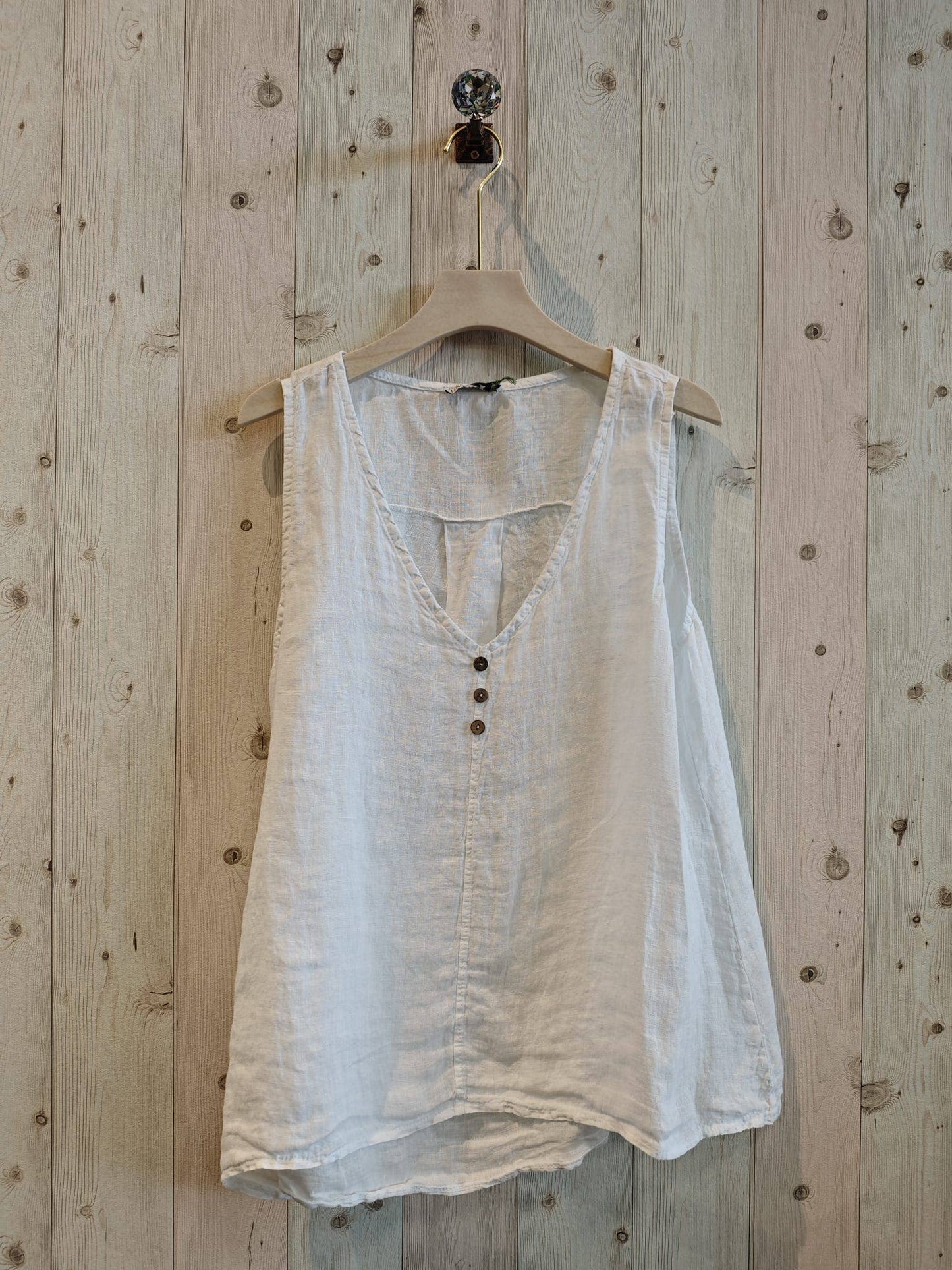 REF 12116 LONG 100% LINEN T-SHIRT: CAMEL