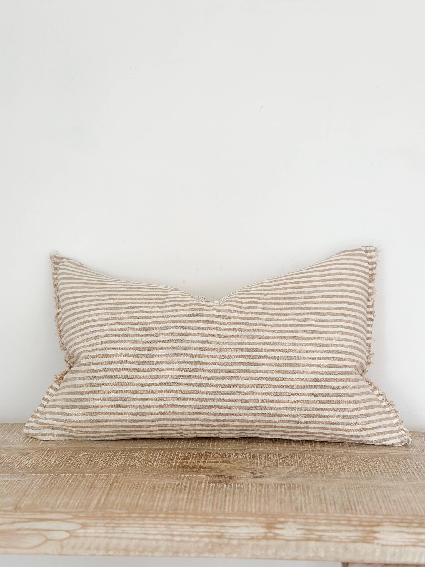 Esmee Linen Cushion Cover 50x30 – Light Brown Stripe