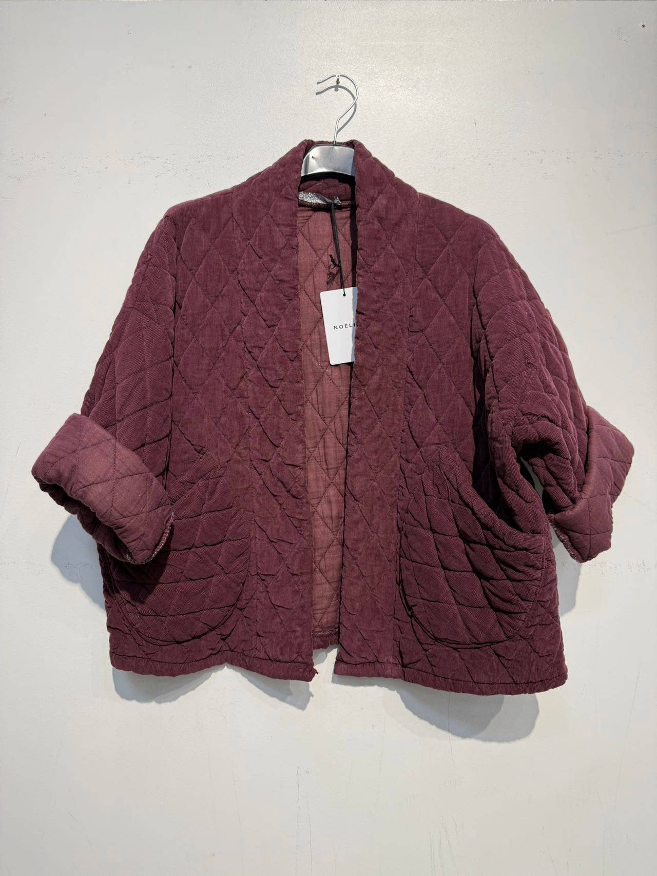 2442-2 velvet quilted jacket: Camel