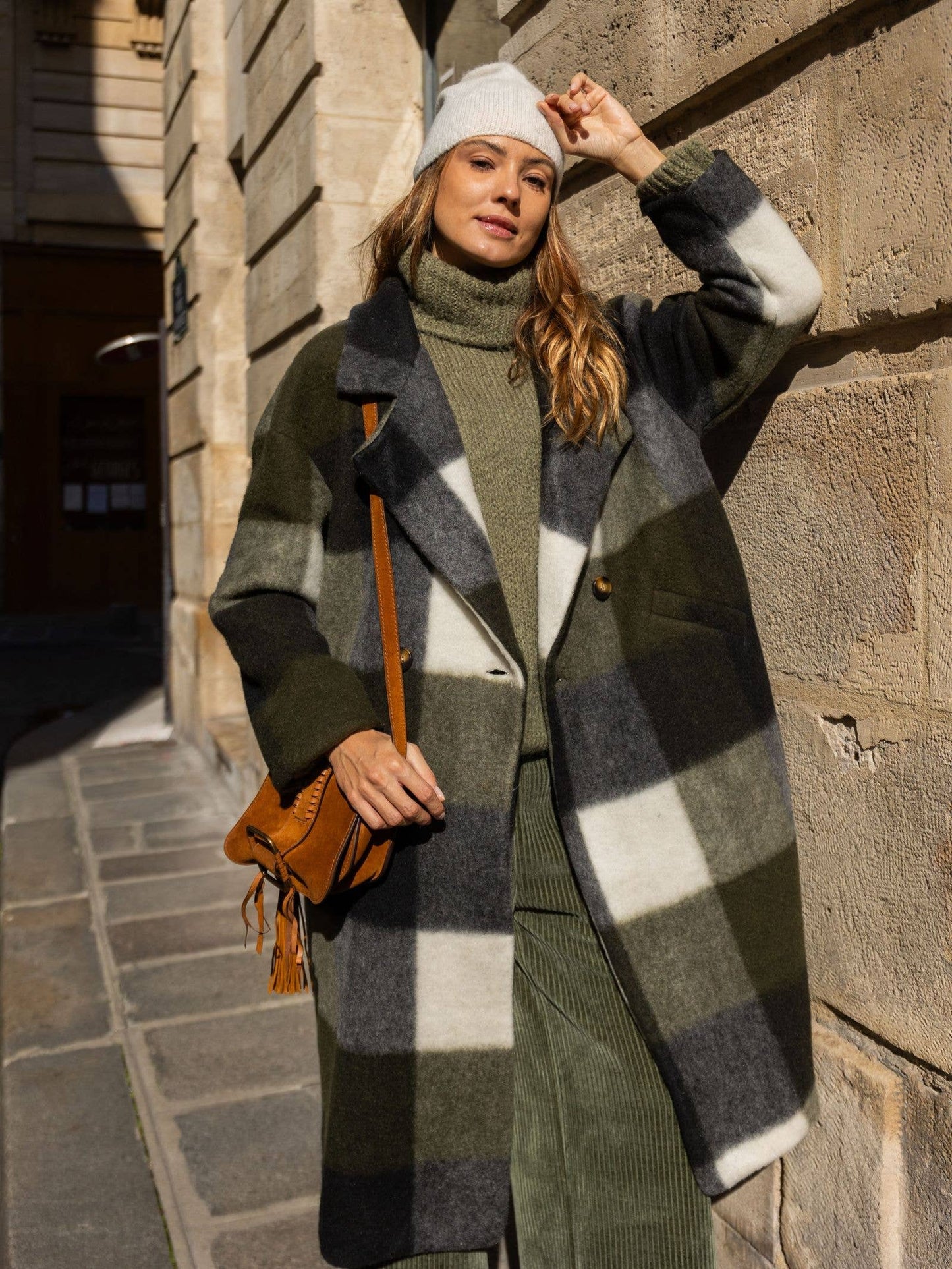 Plaid wool coat 60705-3: Black