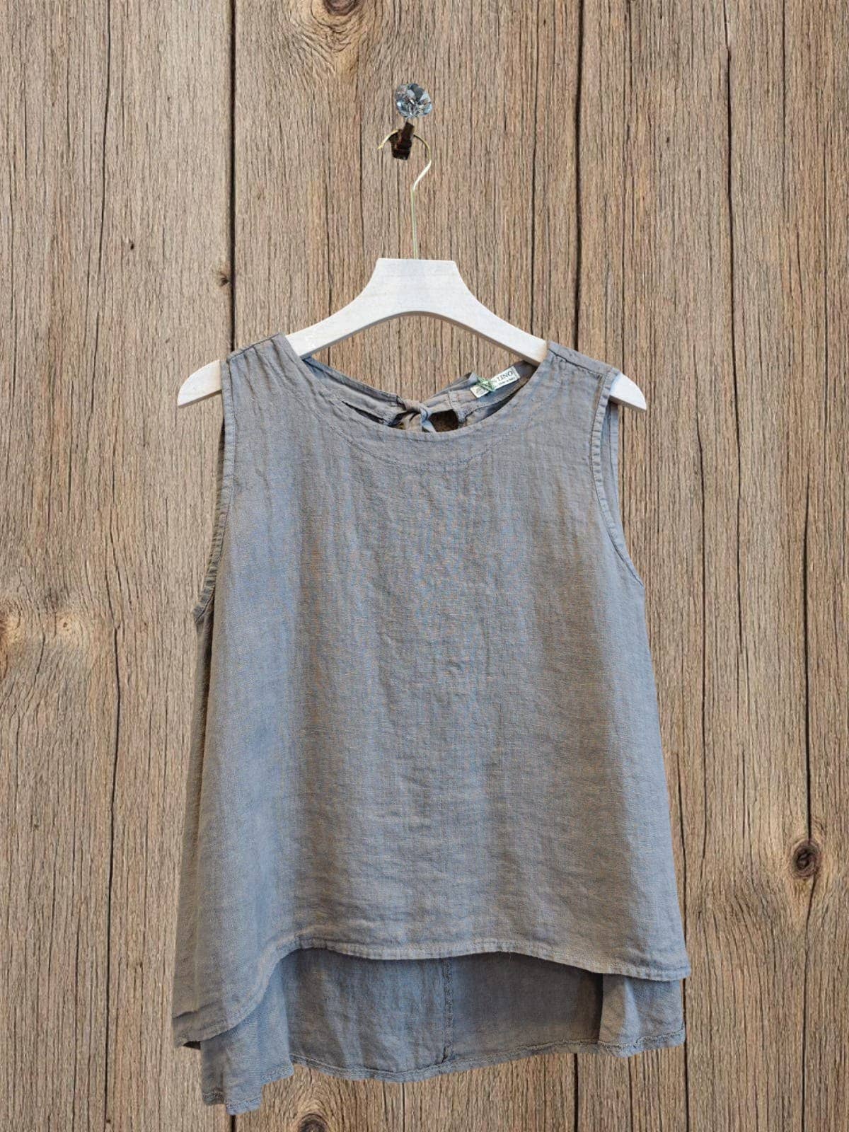 Ref-15763 100% LINEN SLEEVELESS T-SHIRT: Rose