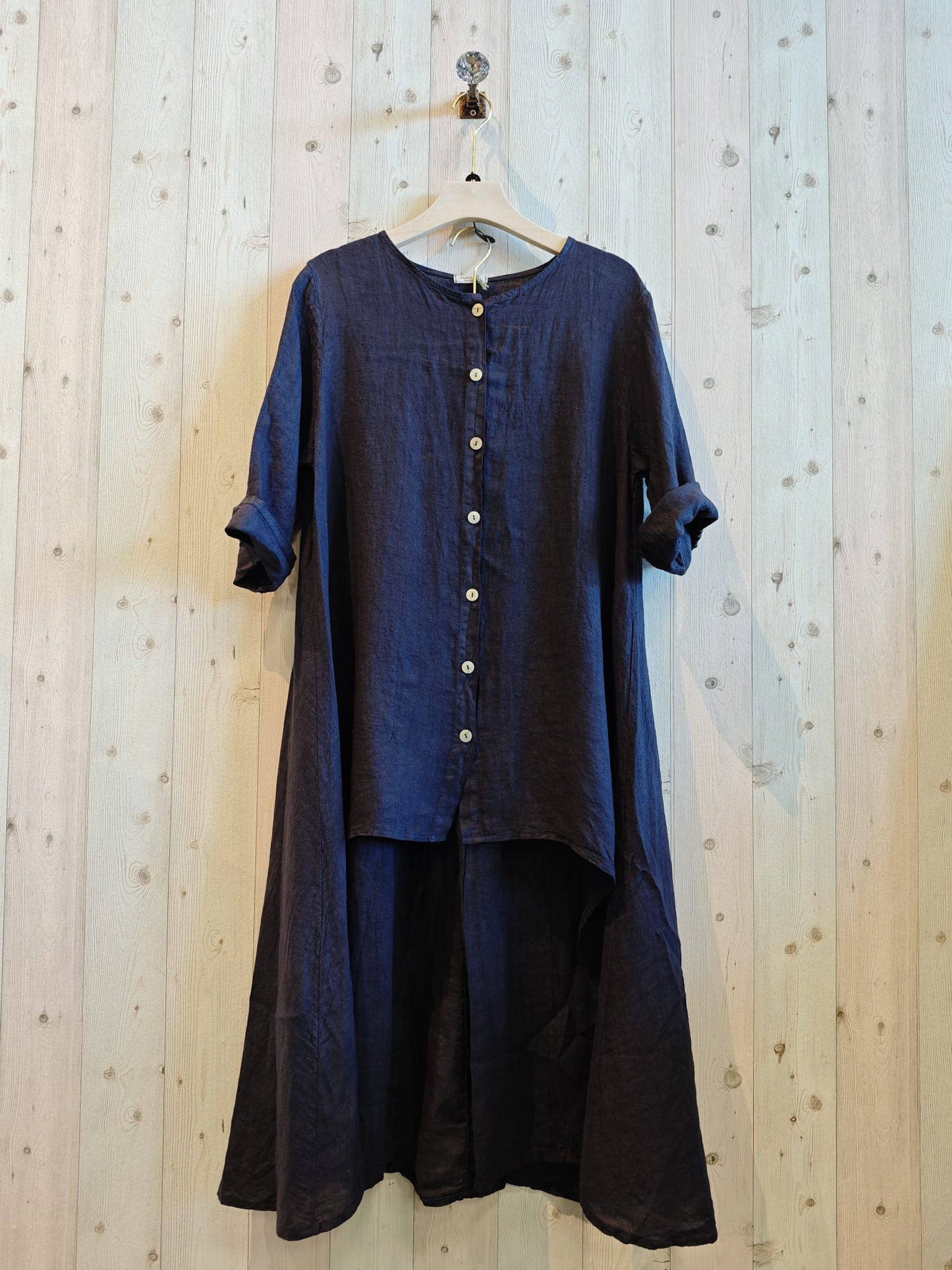 REF 17261 SET BLOUSE AND LINEN PANTS 100%: CAMEL