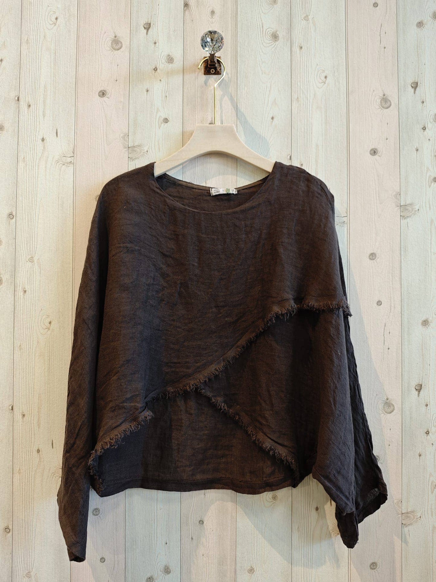 REF 83620 CROSSOVER BLOUSE 100% LINEN: Blank