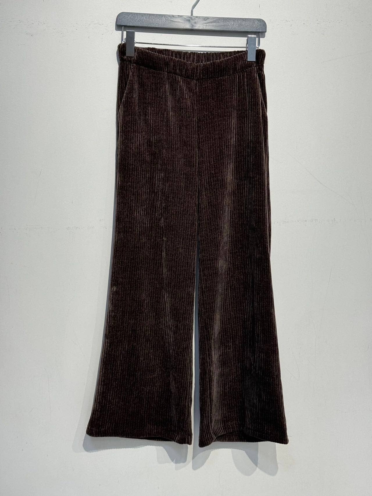 Wide-leg corduroy pants 59164: Chocolate / L