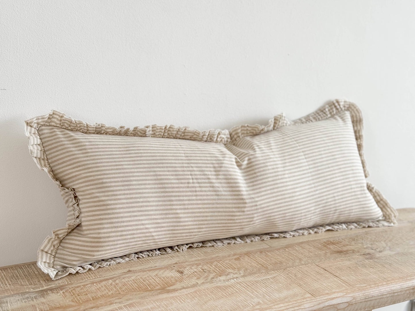 Darcy Cotton Cushion Cover 80x30 - Beige & Cream
