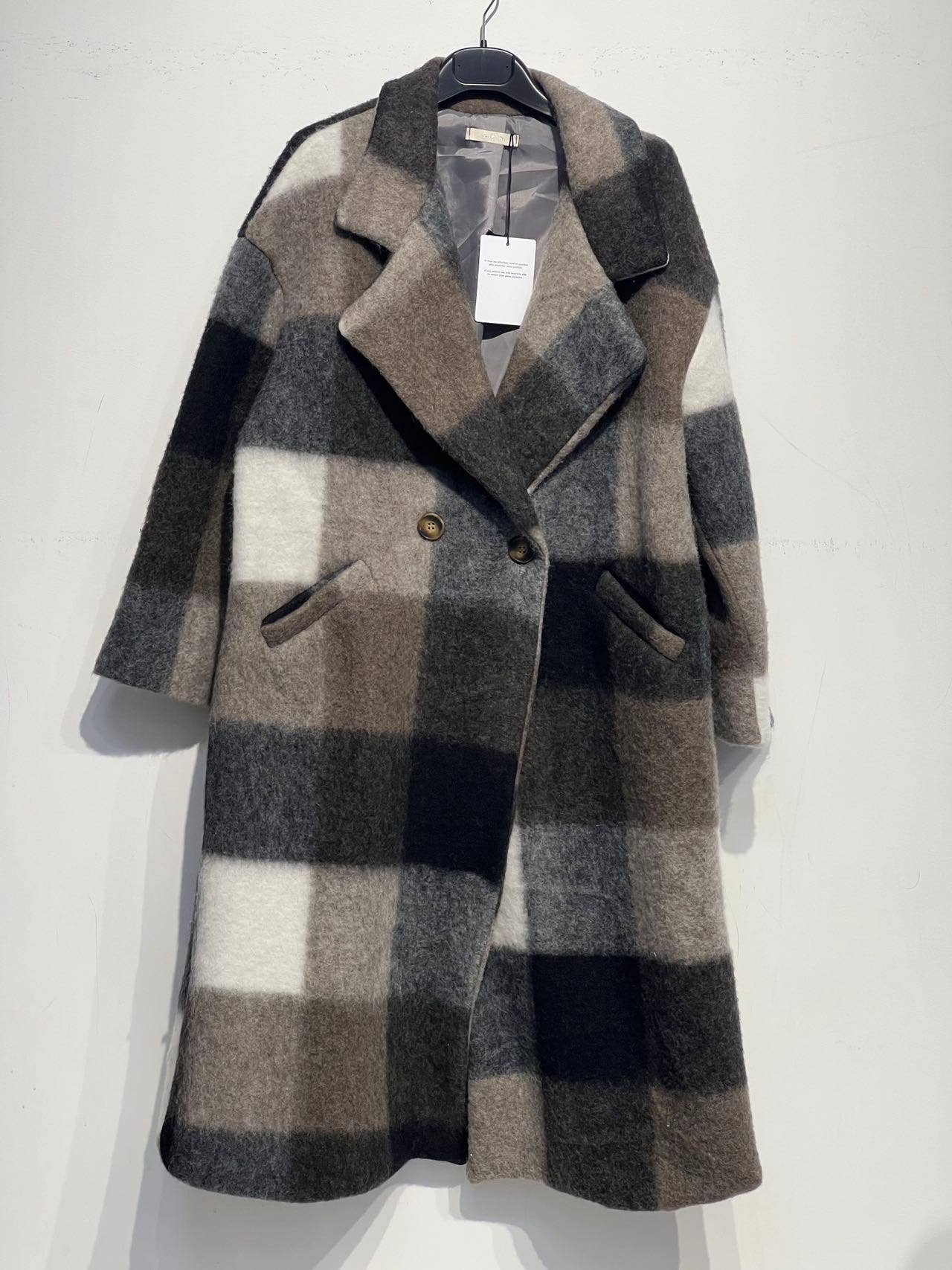 Plaid wool coat 60705-3: Black