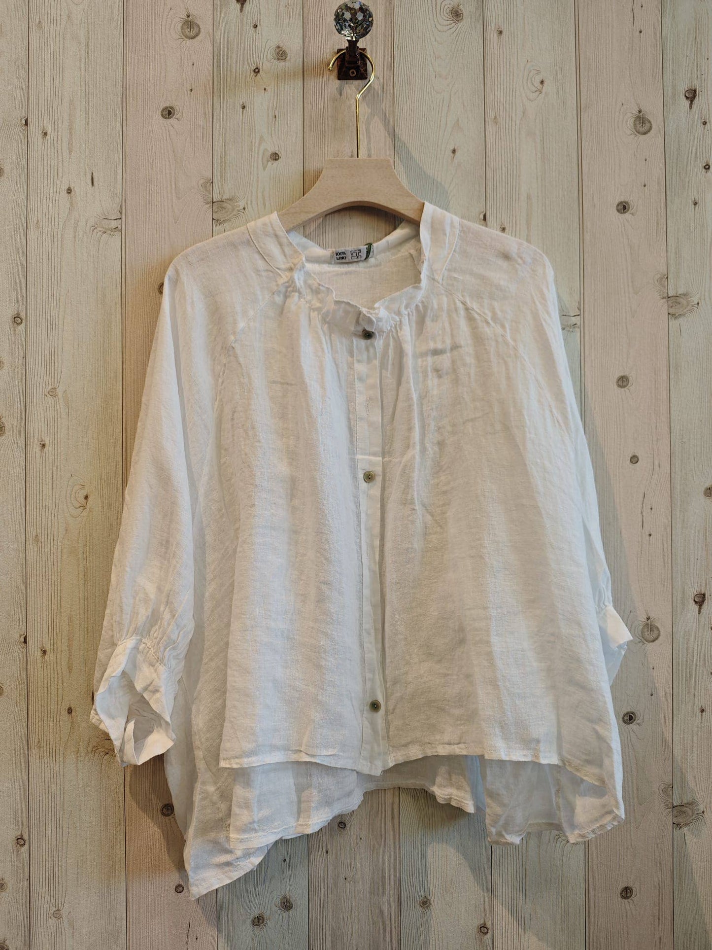 REF 83619 CLASSIC STYLE BLOUSE 100% LINEN: BEIGE
