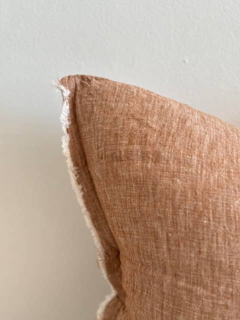 Esmee Fringed Linen Cushion Cover 45x45 – Washed Rust