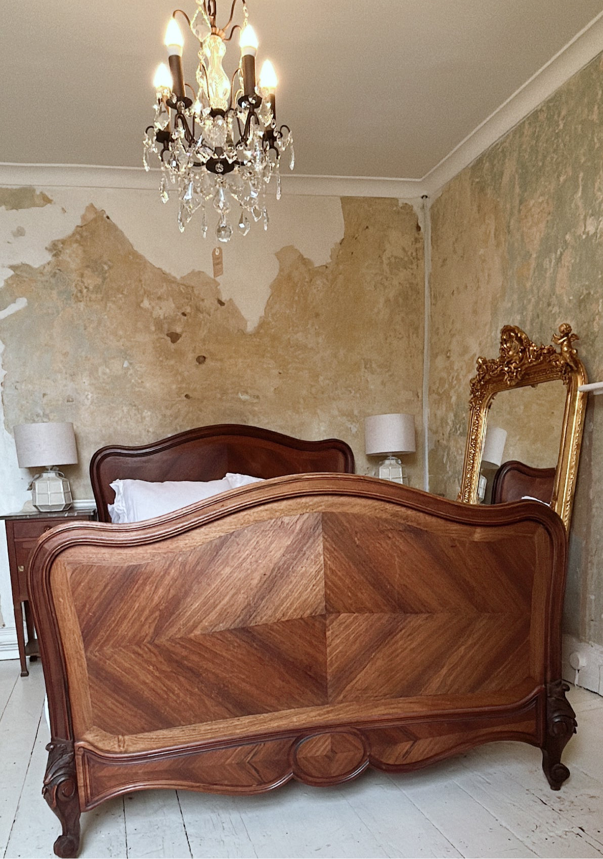 Antique walnut French double bed