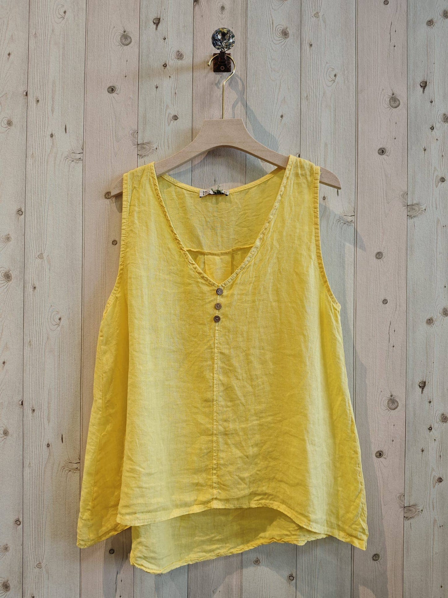 REF 12116 LONG 100% LINEN T-SHIRT: CAMEL