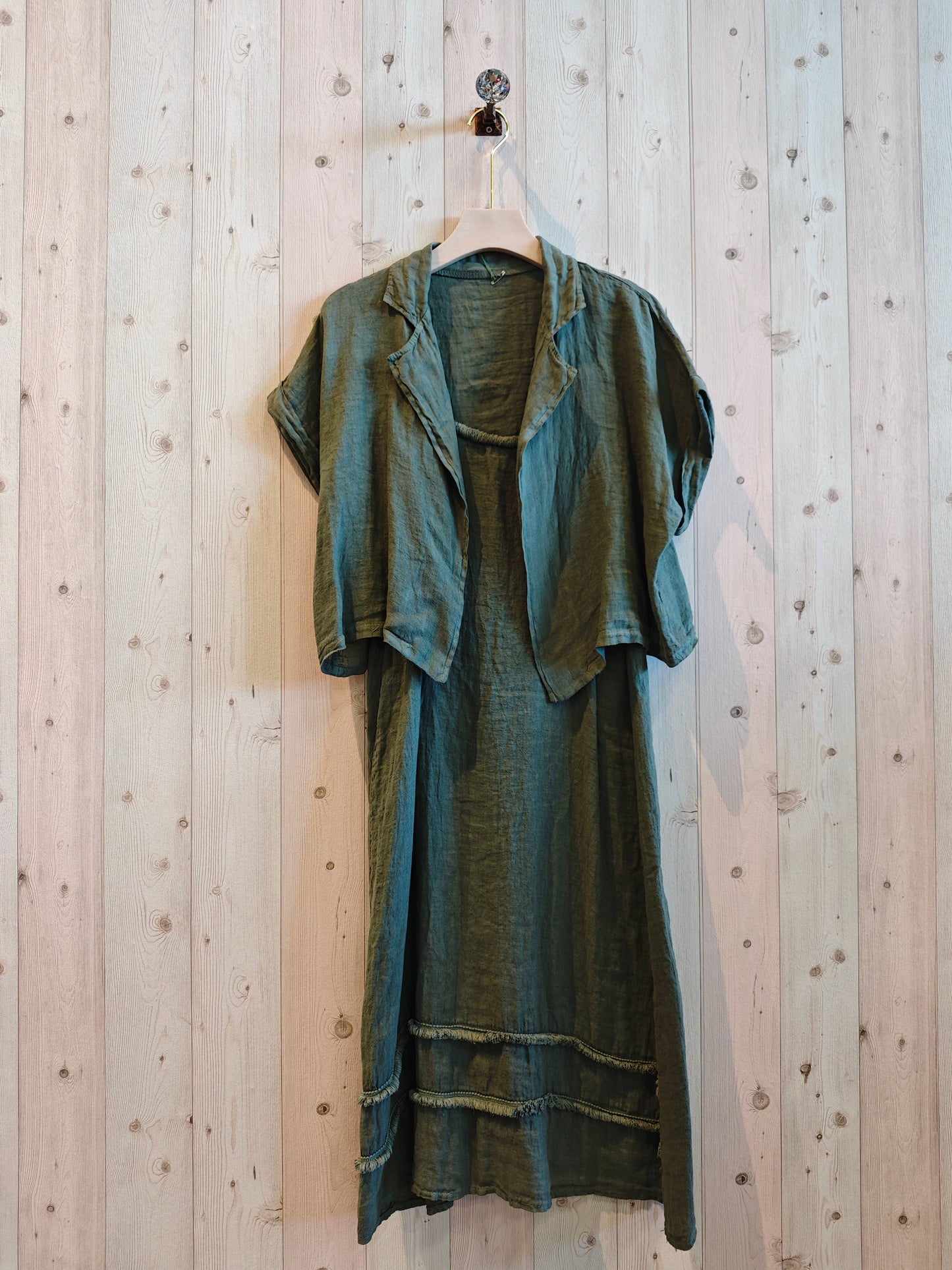 REF 17191 BLAZER AND STRAPPY DRESS SET 100% LINEN: BLANK
