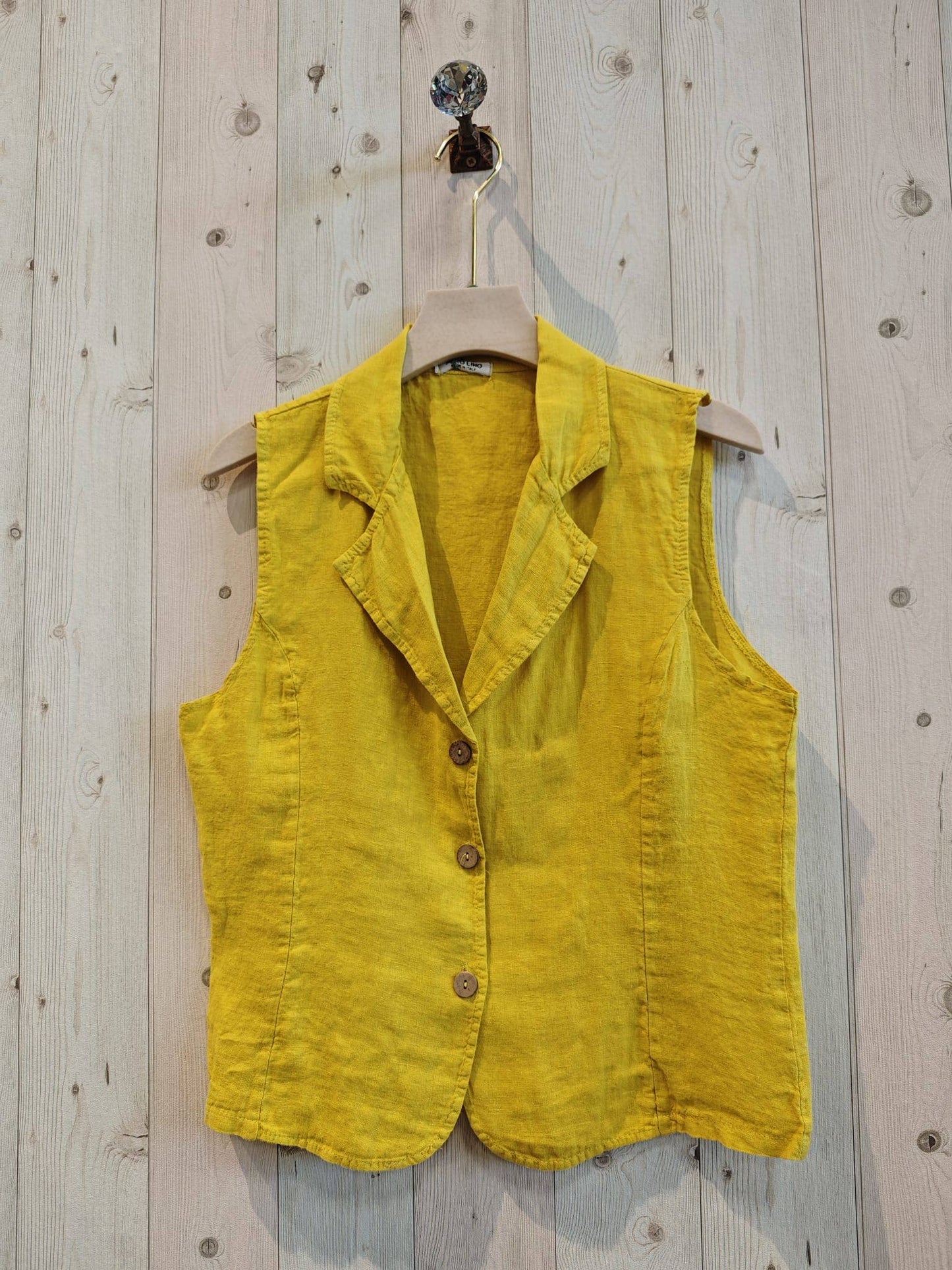 REF 17574 VEST SHIRT COLLAR 100% LINEN: BEIGE