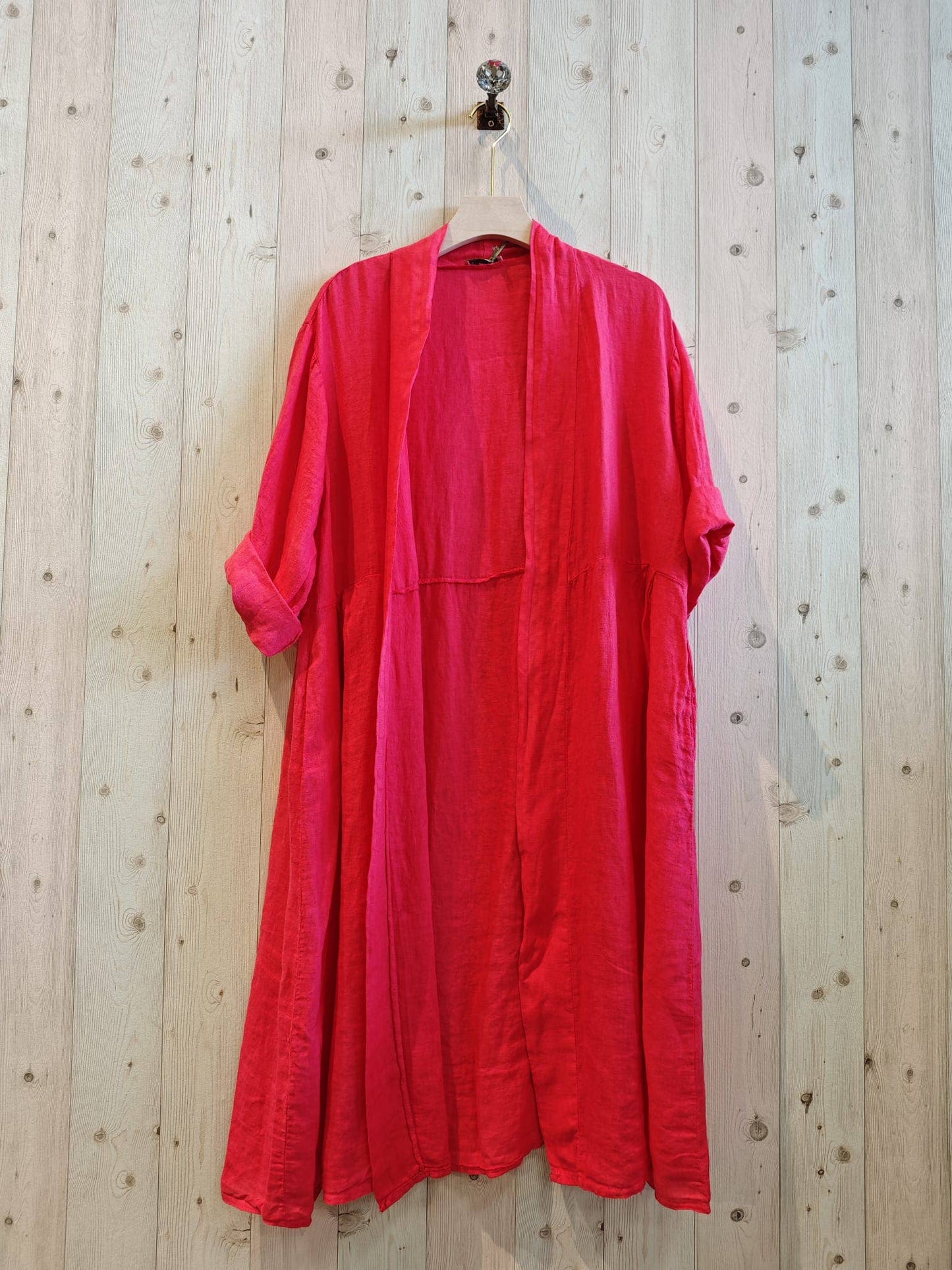 REF 17260 LONG CARDIGAN 100% LINEN: Rose