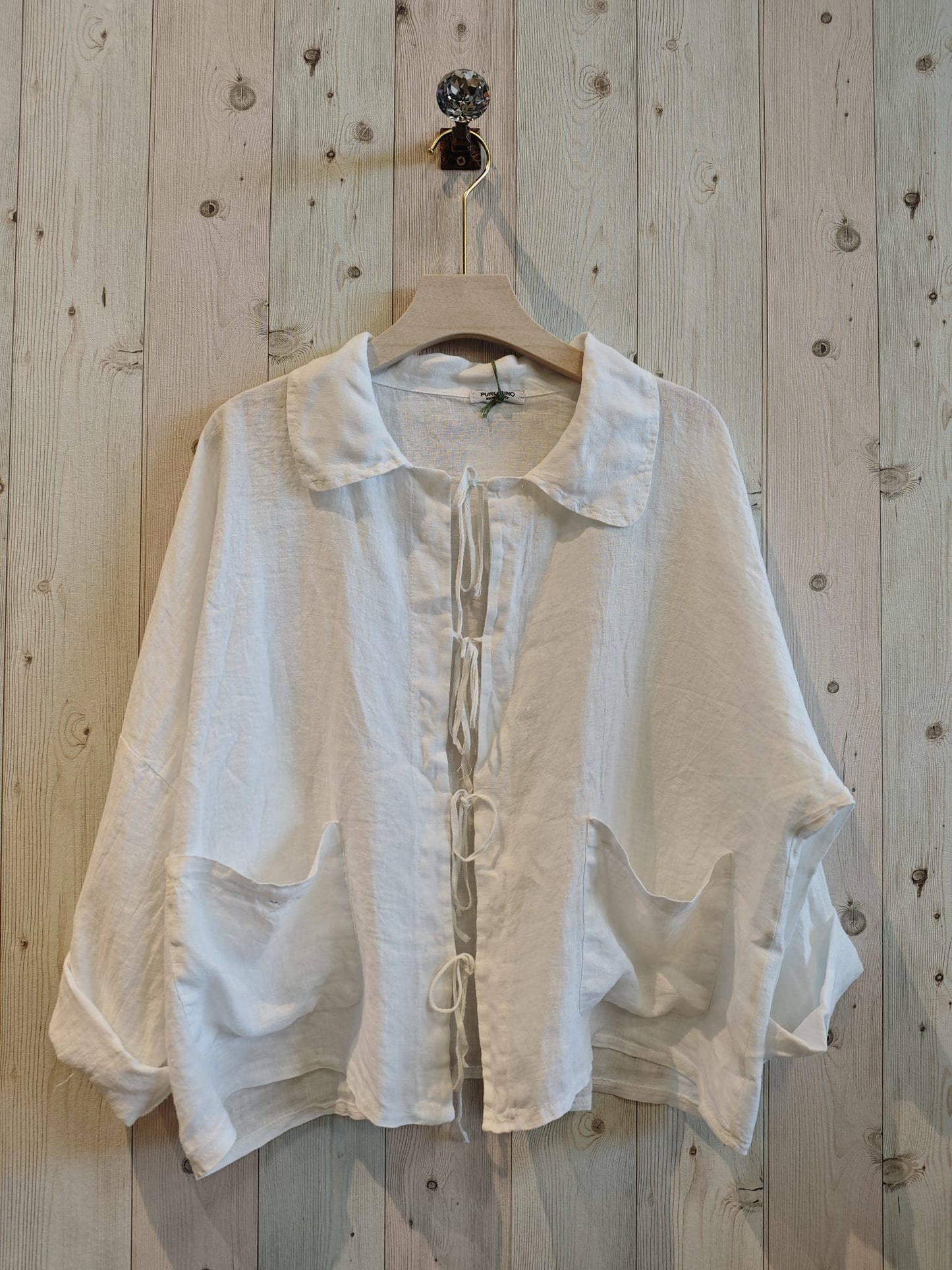 REF 17740 BABY COLLAR BLOUSE, OPEN 100% LINEN: Rose