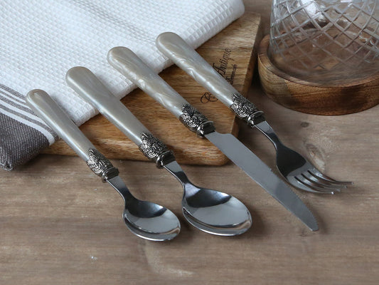 Champagne deco cutlery set of 4